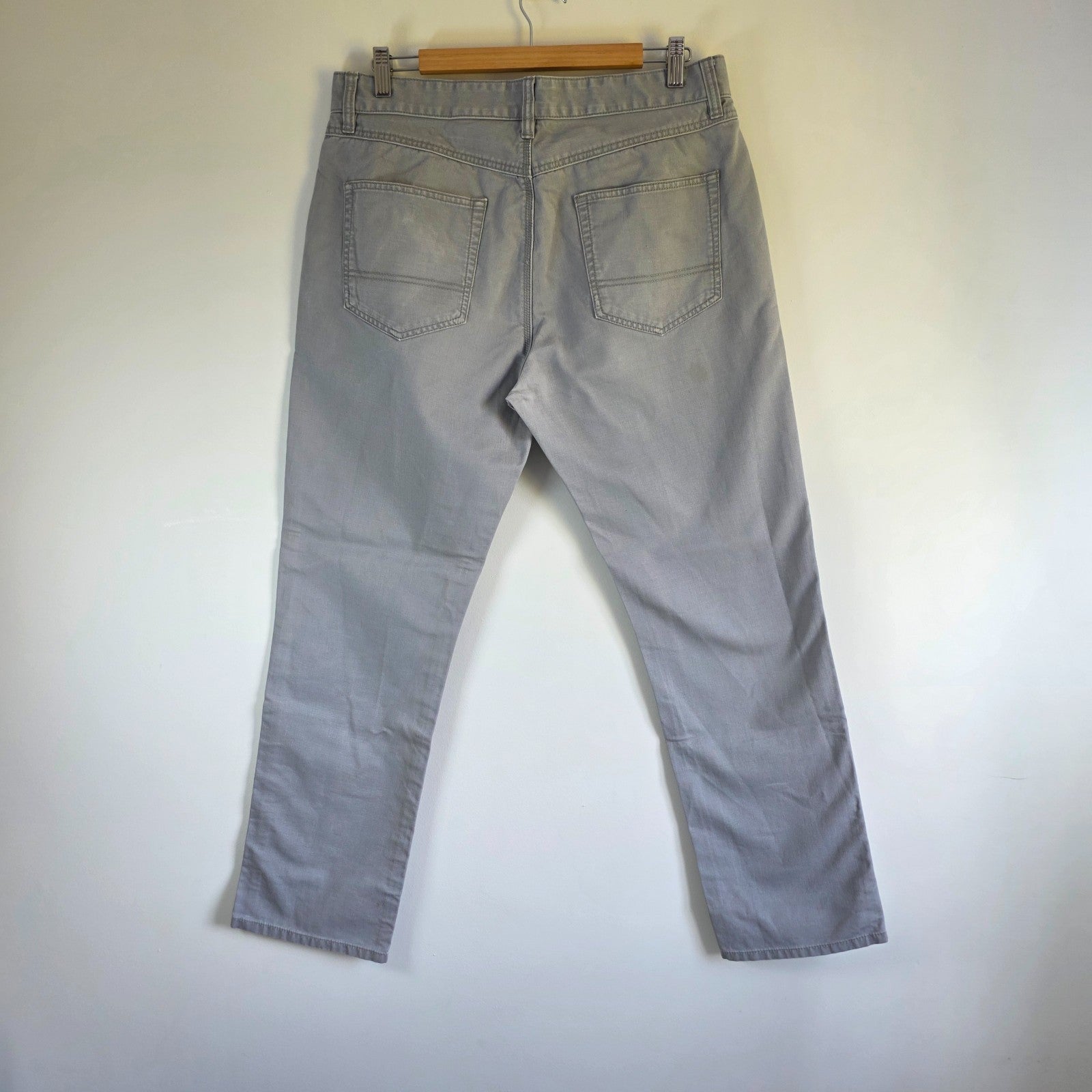 Tommy Hilfiger Custom Fit Chino Trousers W34 L30 Grey Straight Cotton Men's