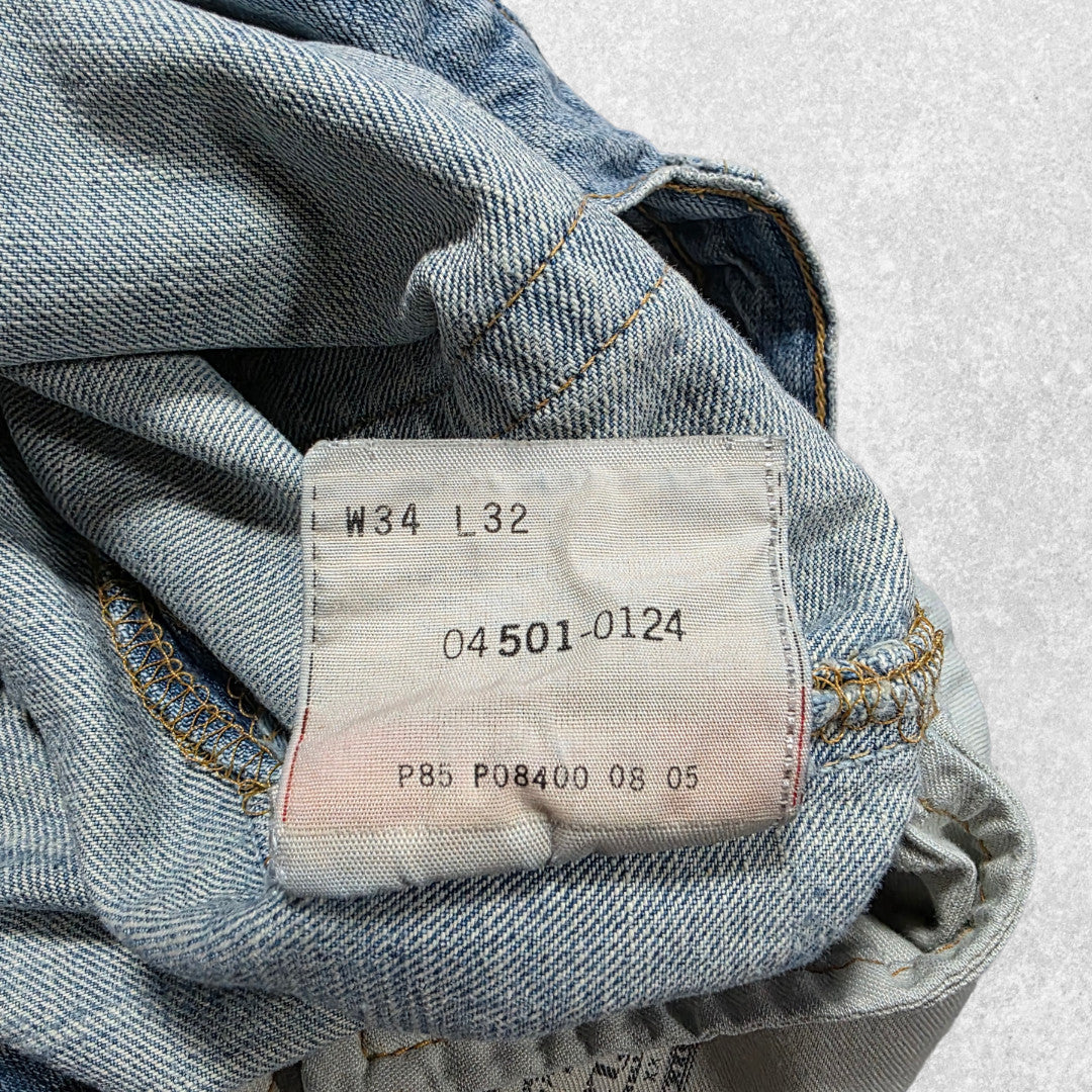 Levi’s 501 Jeans W34 L32 Blue Straight Leg 2005 Y2K Distressed Men’s