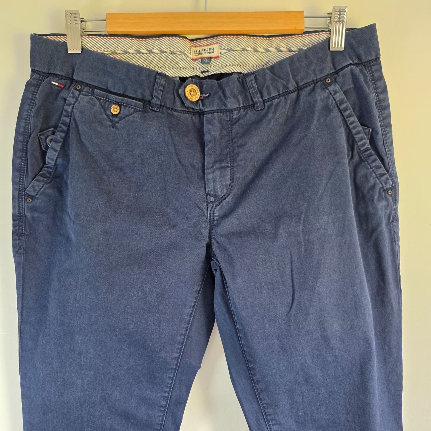 Tommy Hilfiger Denim Sena Chino Trousers W32 L33 Navy Blue Straight Women's