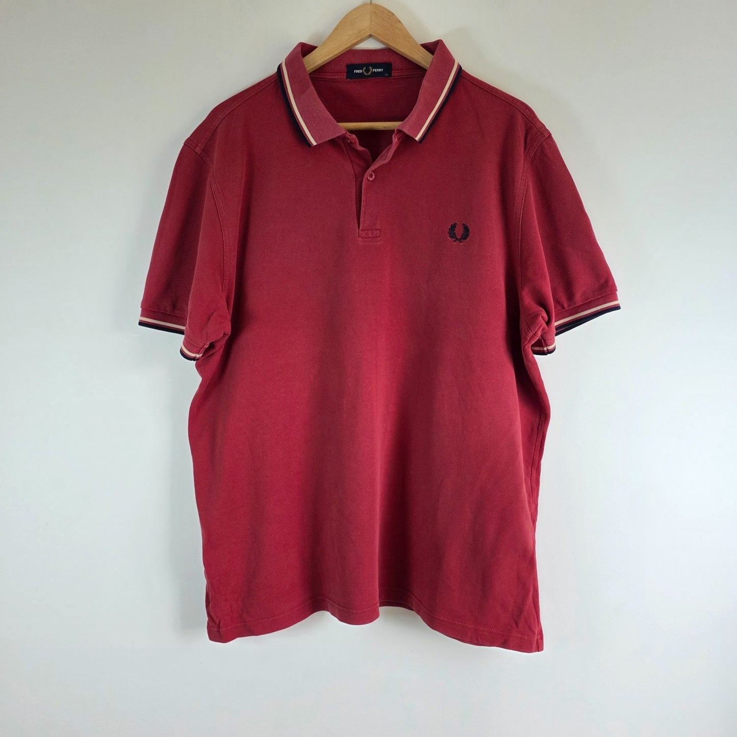 Fred Perry Twin Tipped Polo Shirt Red XL Cotton Classic Casual Mod Preppy