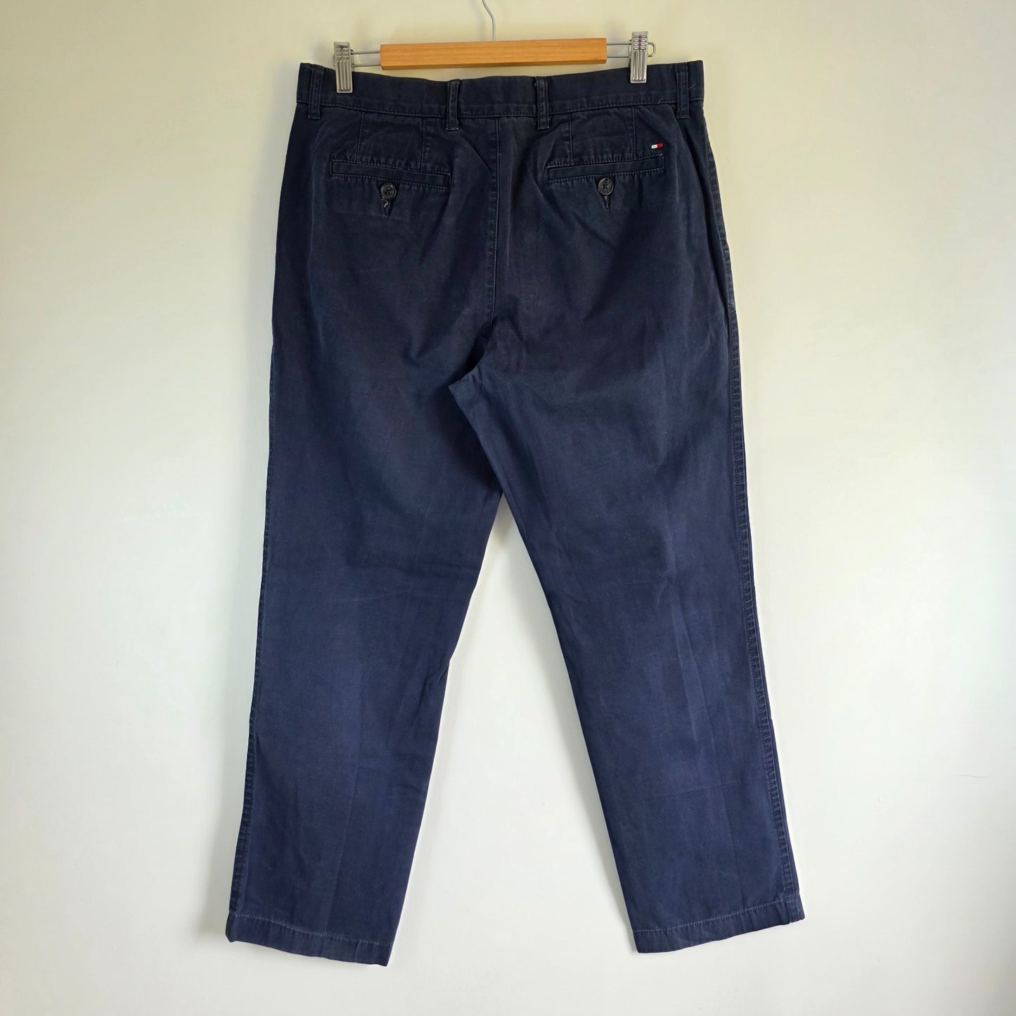 Tommy Hilfiger Chinos W34 L30 Navy Blue Classic Fit Cotton Smart Casual Trousers