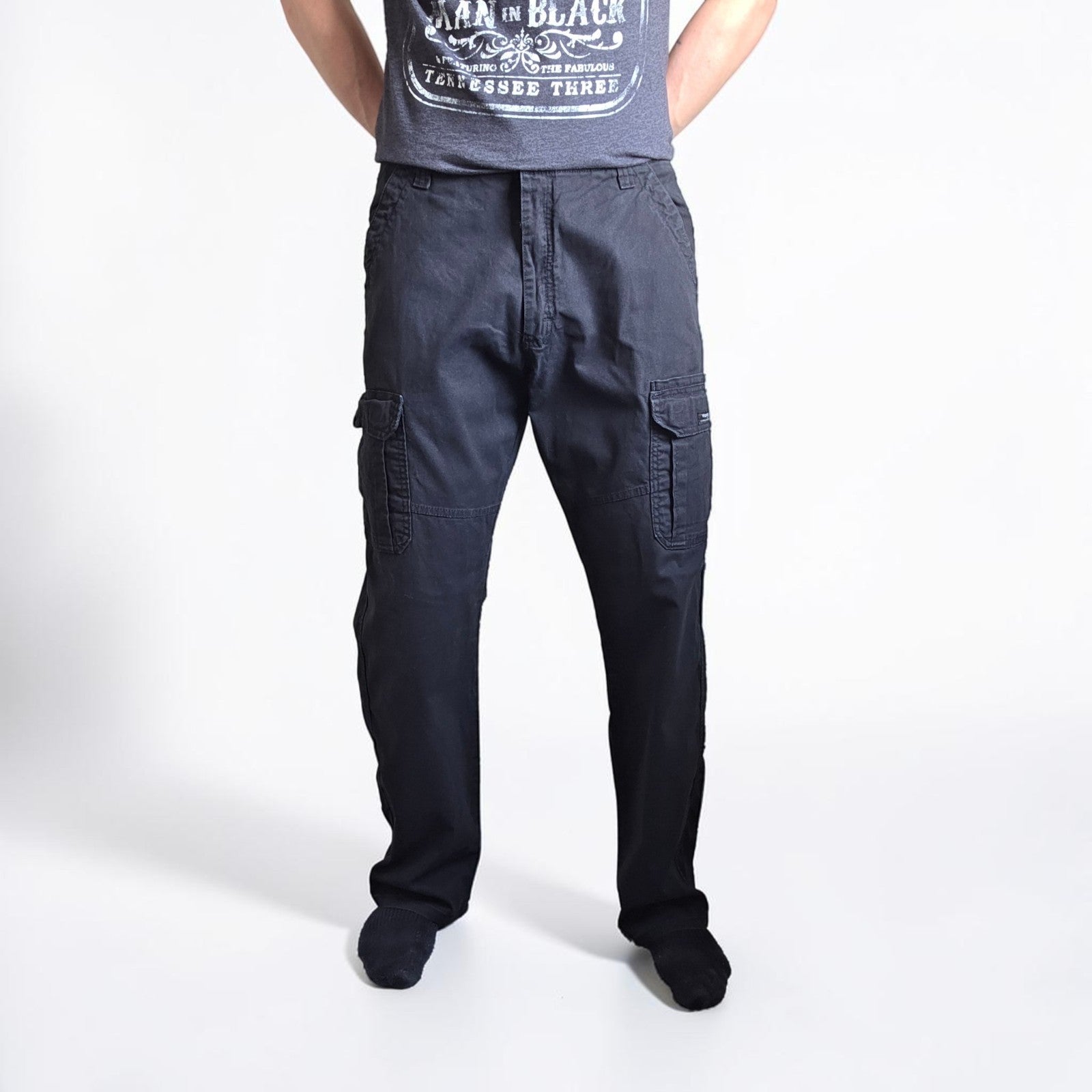 Wrangler Relaxed Cargo Trousers Mens W35 L32 Black Combat Utility Workwear