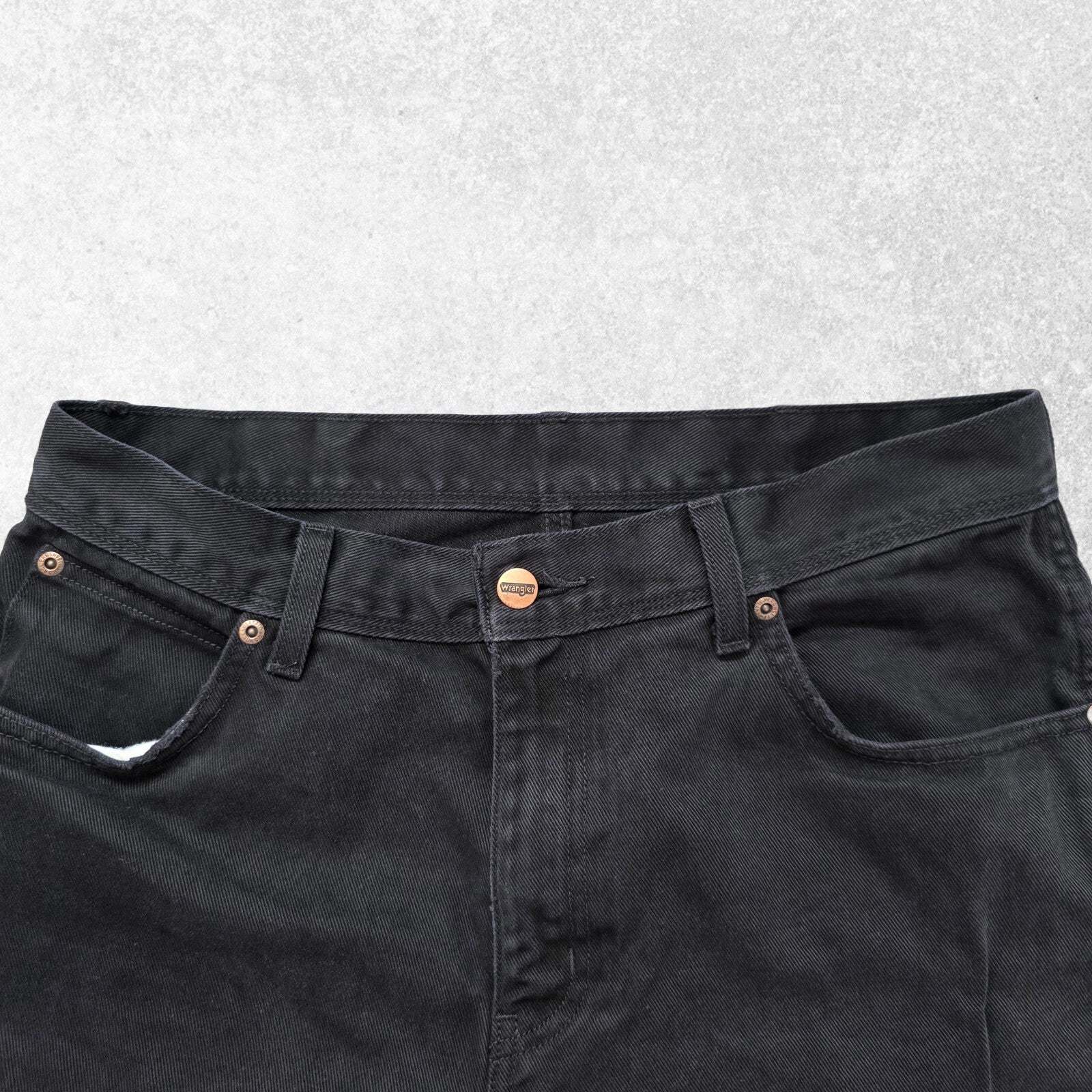 Wrangler Denim Shorts Jorts W33 (W34 Tag) Black Cut Off Frayed Men's Summer