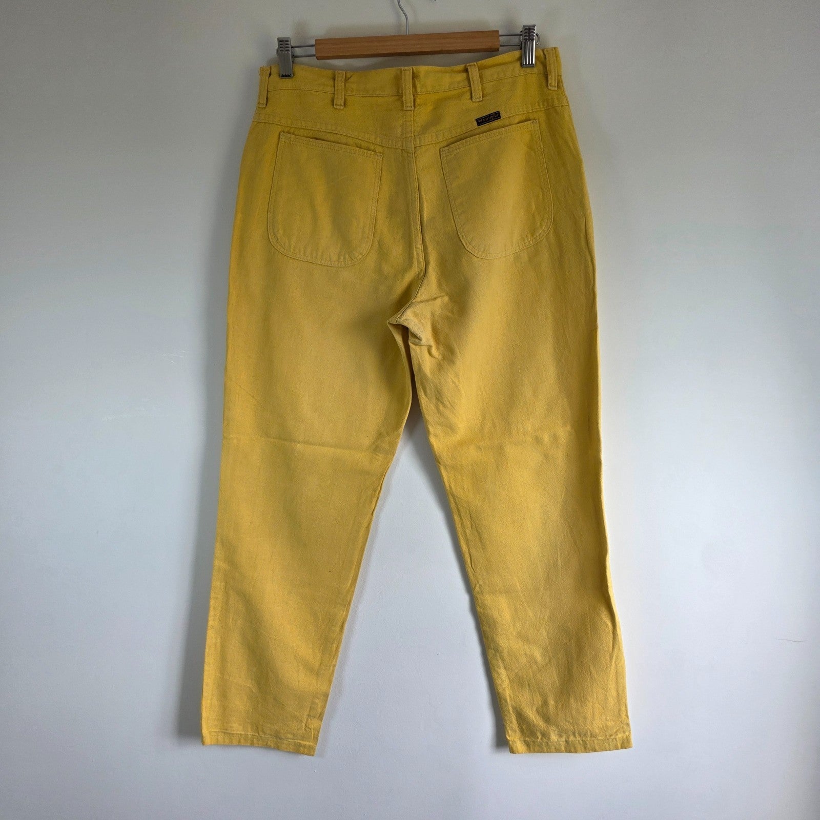 Vintage Wrangler Trousers W32 L28 Yellow Cotton Linen Summer Casual Men's