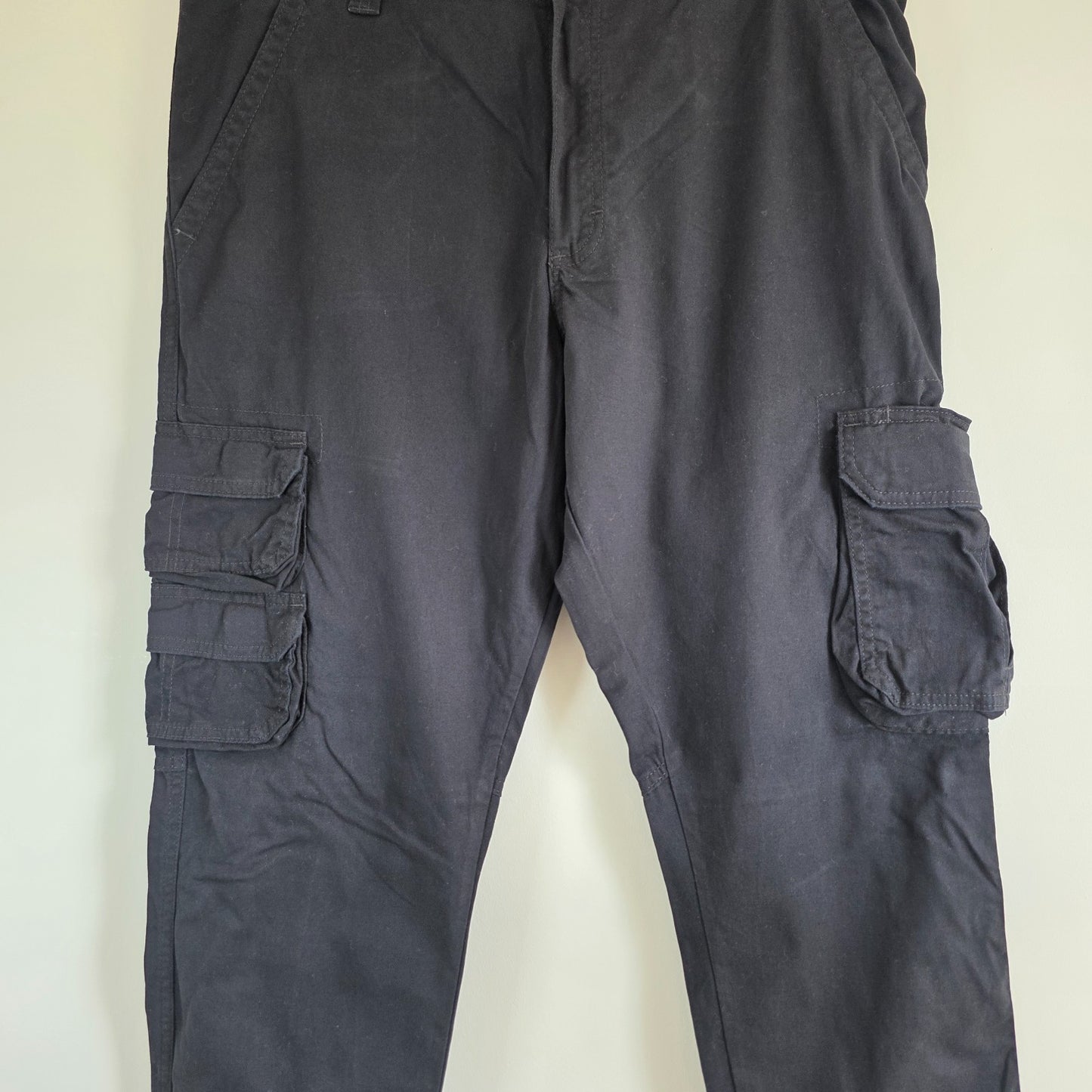 Wrangler Cargo Trousers Mens W36 L30 Black Regular Taper Combat Military Utility