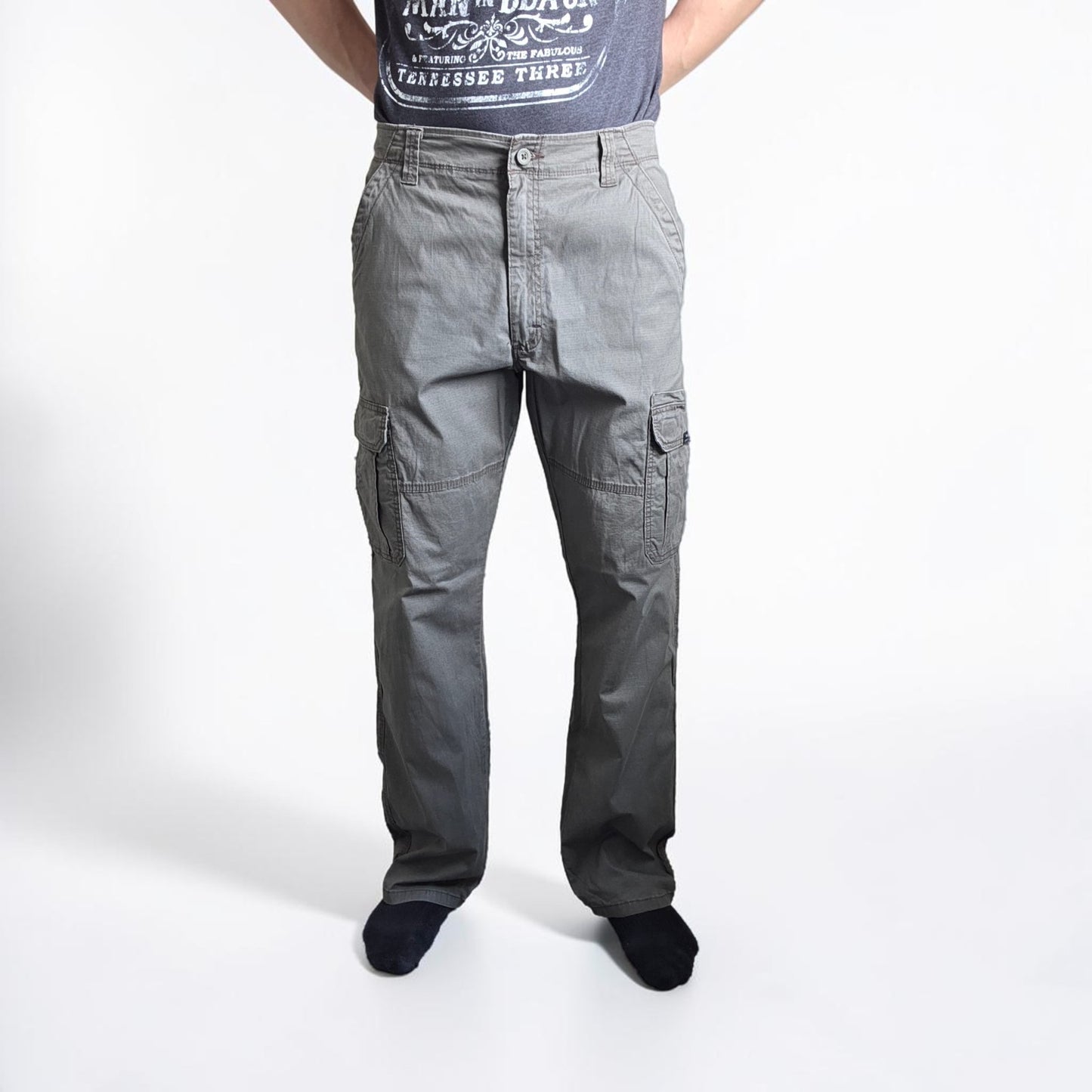 Wrangler Cargo Trousers Mens W34 L32 Grey Utility Combat Military Pants Relaxed