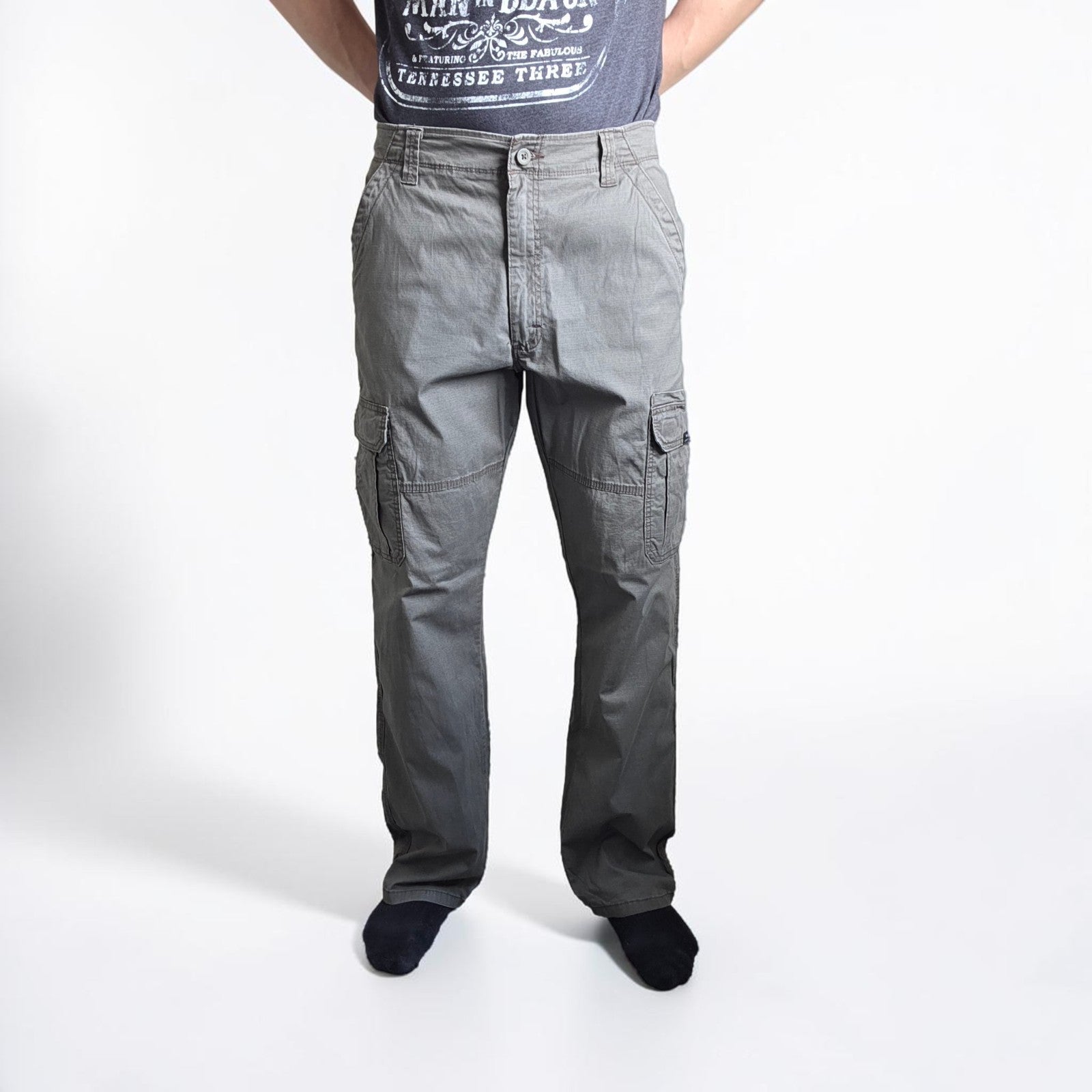 Wrangler Cargo Trousers Mens W34 L32 Grey Utility Combat Military Pants Relaxed