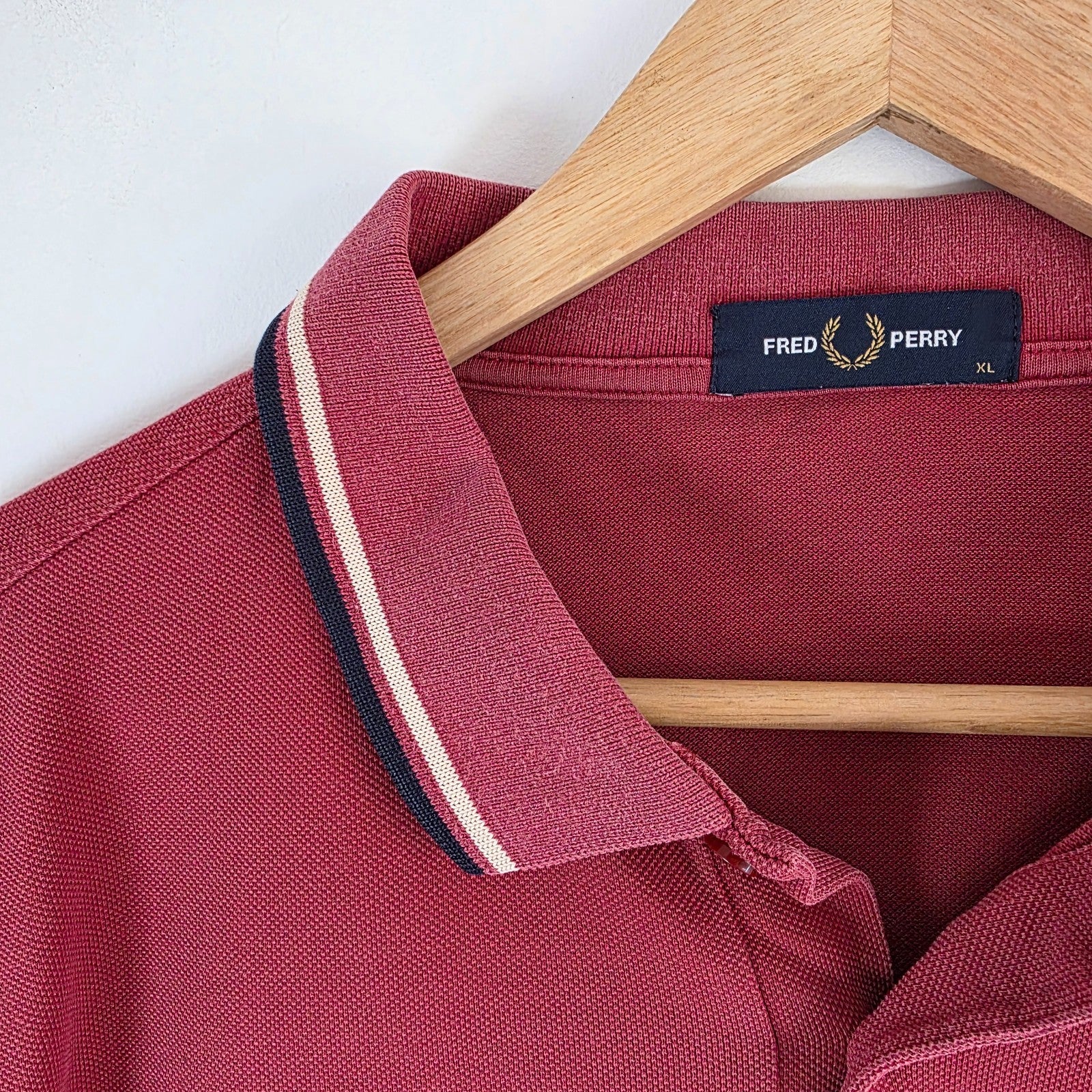Fred Perry Twin Tipped Polo Shirt Red XL Cotton Classic Casual Mod Preppy