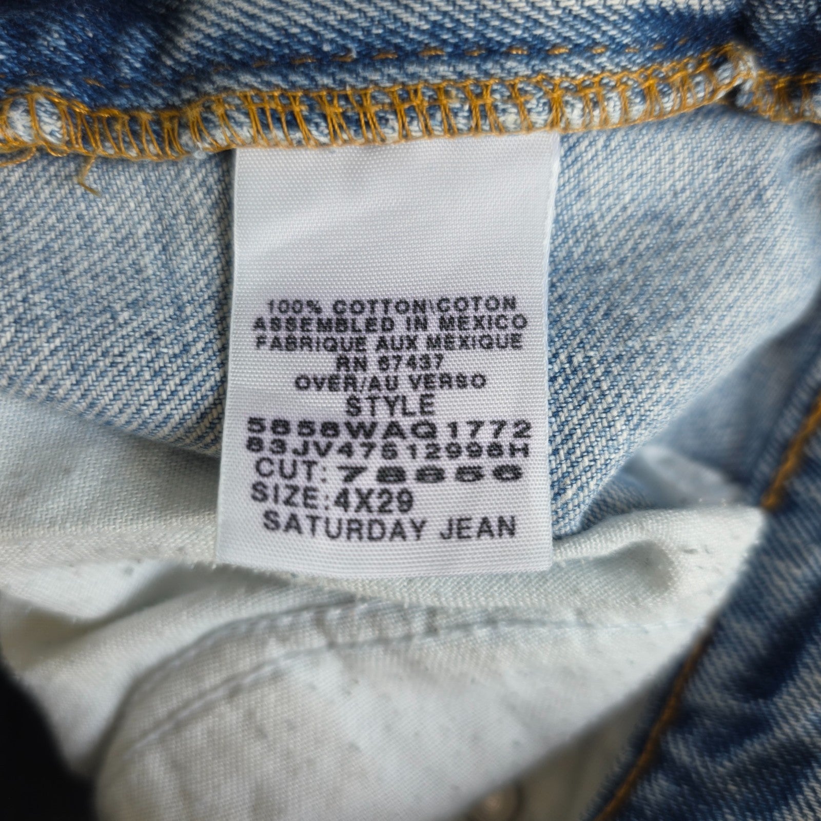 Ralph Lauren blue straight jeans 100% cotton with vintage Polo logo and light fading.