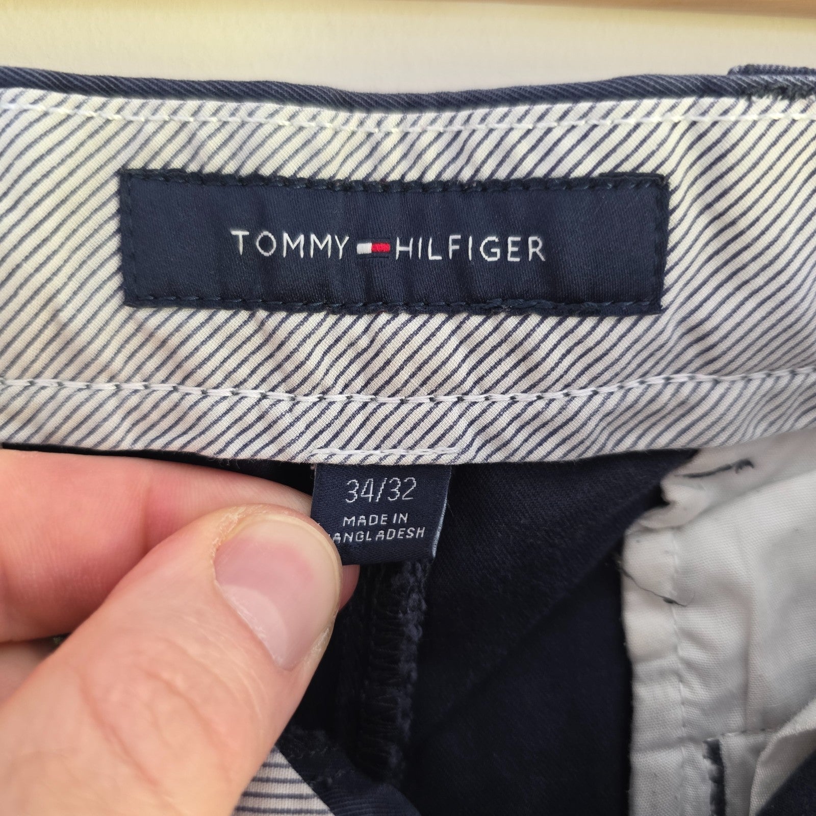 Tommy Hilfiger Chinos W34 L30 Navy Blue Classic Fit Cotton Smart Casual Trousers