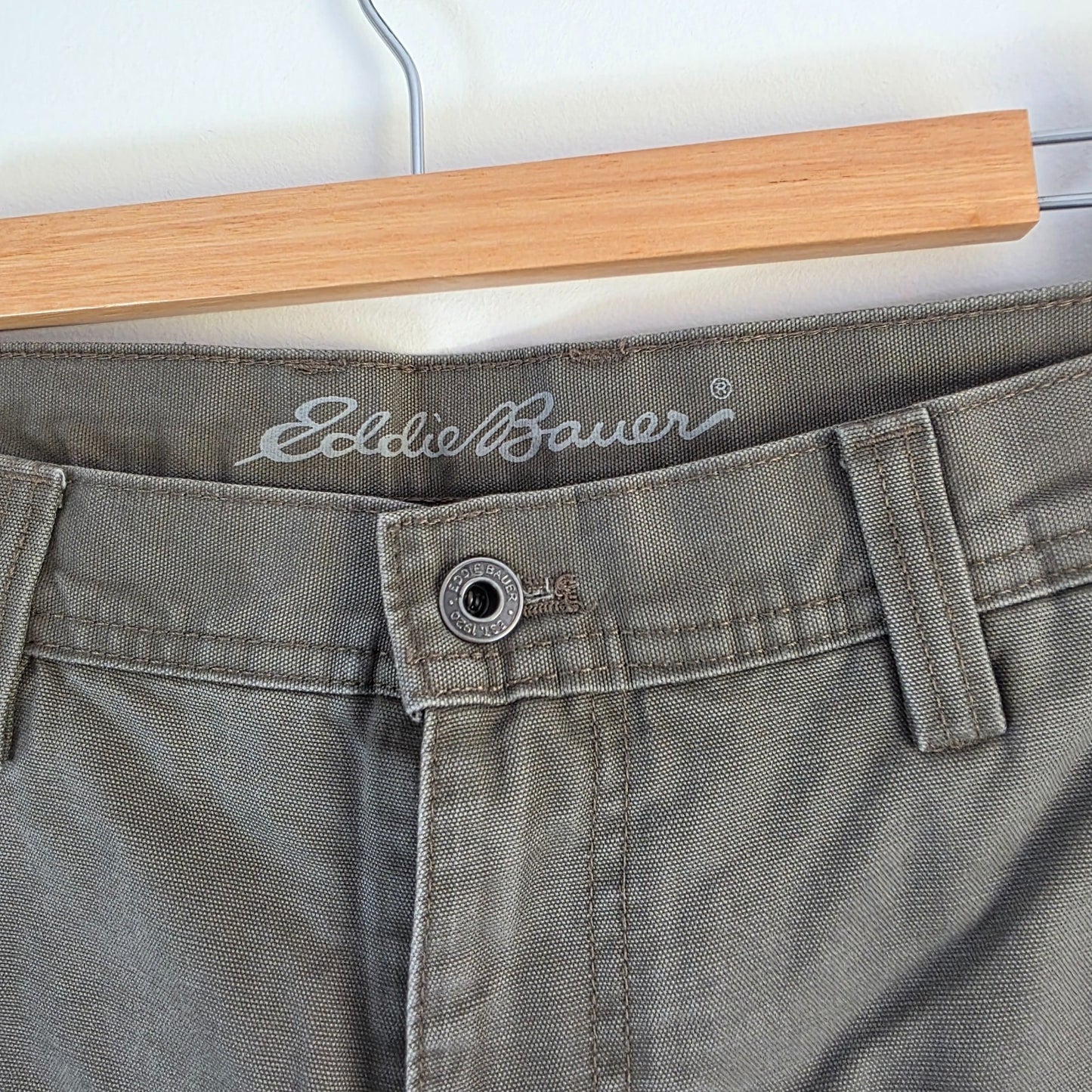 Eddie Bauer Carpenter Pants Mens W30 L32 Grey Fleece Lined Workwear Straight Leg