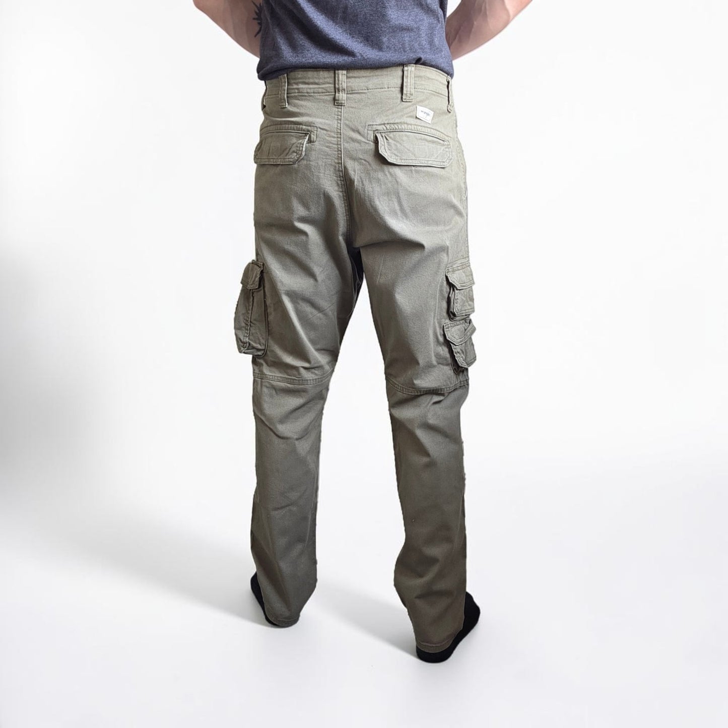 Wrangler Cargo Trousers W36 L32 Green Regular Taper Stretch Utility Combat Pants