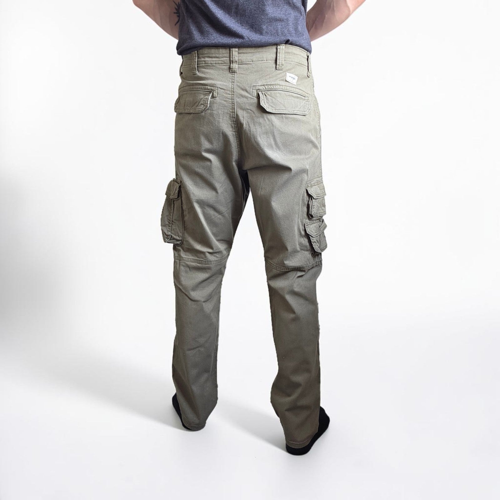 Wrangler Cargo Trousers W36 L32 Green Regular Taper Stretch Utility Combat Pants
