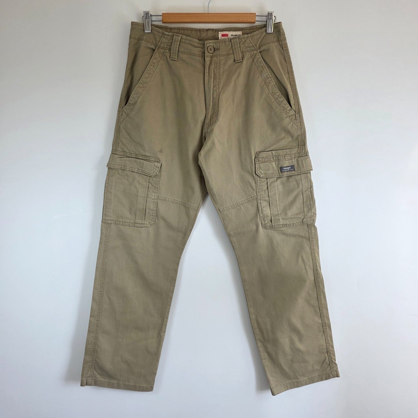 Wrangler Cargo Trousers Mens W30 L30 Beige Relaxed Fit Combat Military Utility