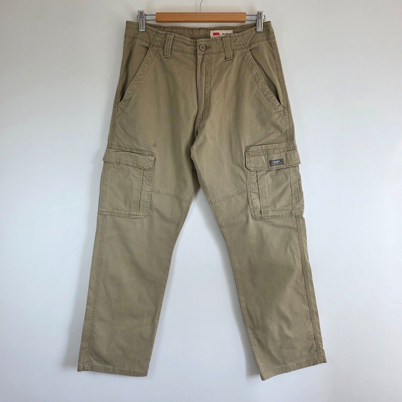 Wrangler Cargo Trousers Mens W30 L30 Beige Relaxed Fit Combat Military Utility