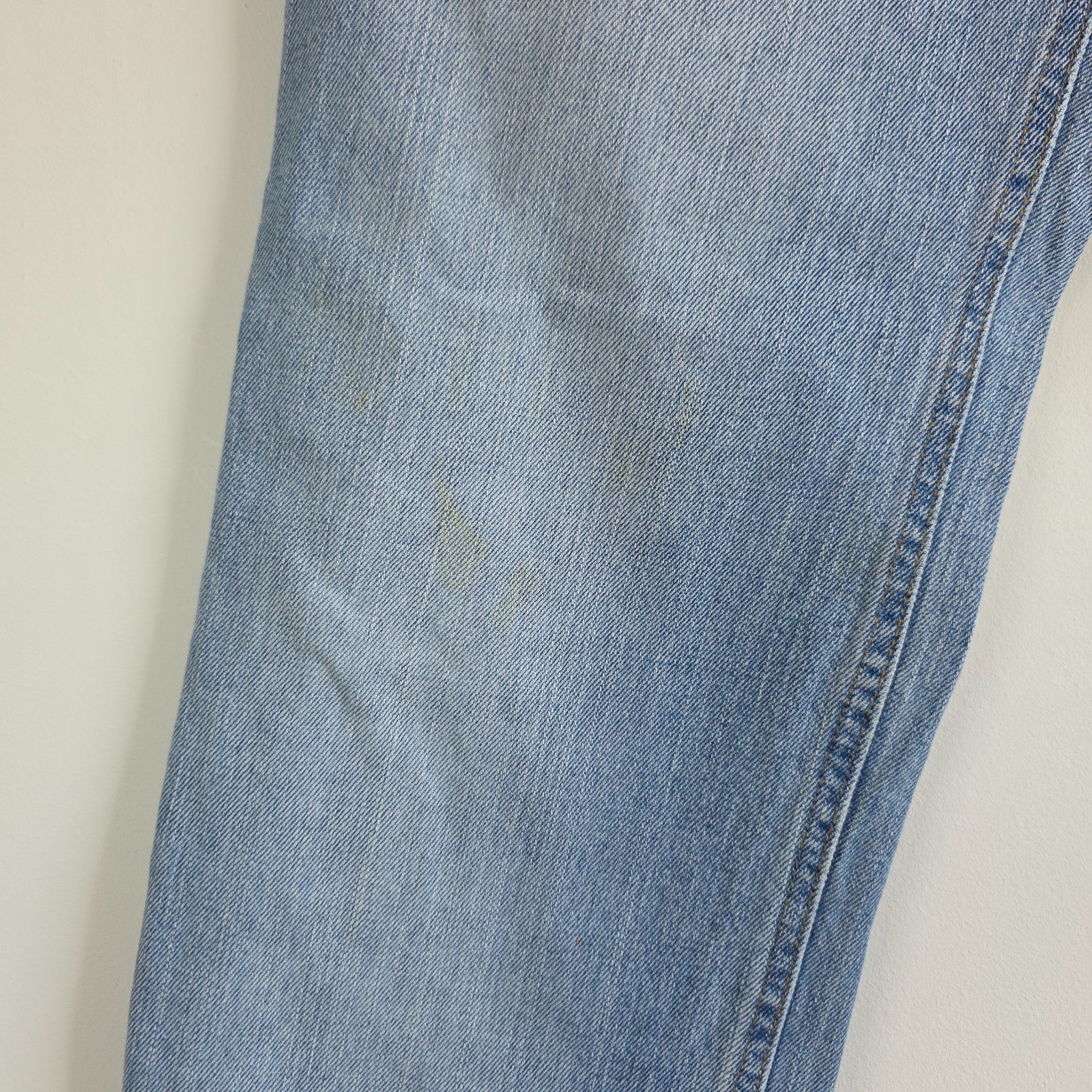 Ralph Lauren blue straight jeans 100% cotton with vintage Polo logo and light fading.