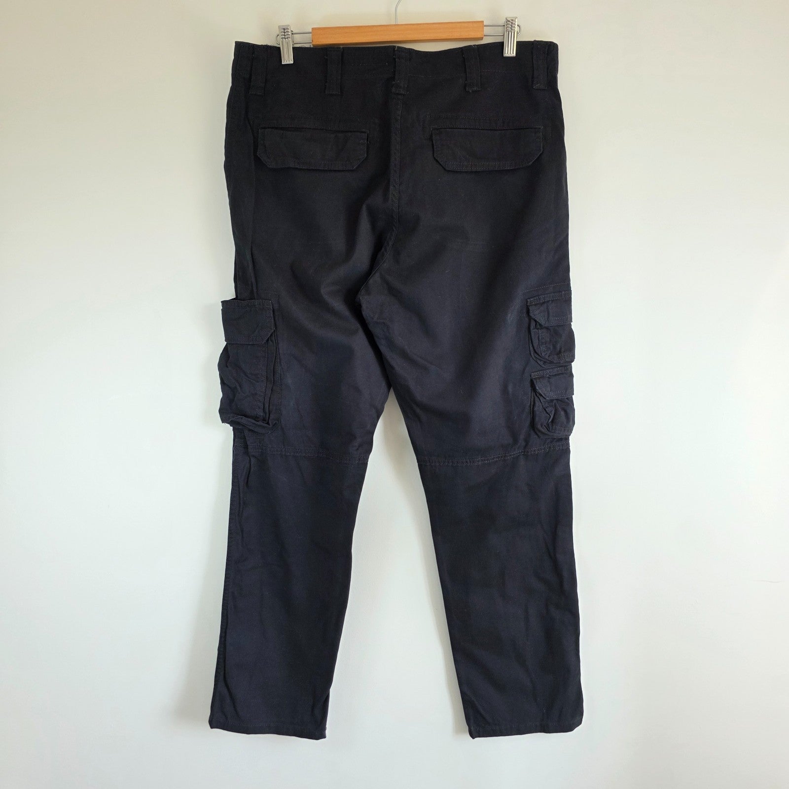 Wrangler Cargo Trousers Mens W36 L30 Black Regular Taper Combat Military Utility