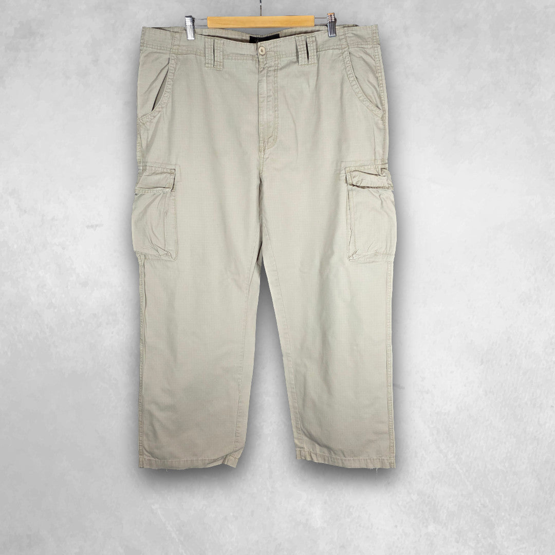 Polo Ralph Lauren beige cargo trousers with multiple pockets and straight leg cut.