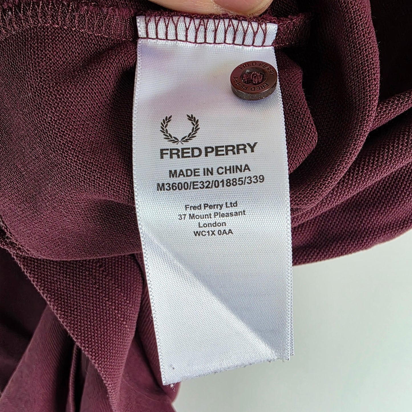 Fred Perry Twin Tipped Polo Shirt XL Burgundy Cotton Mod Preppy Casual Logo Top