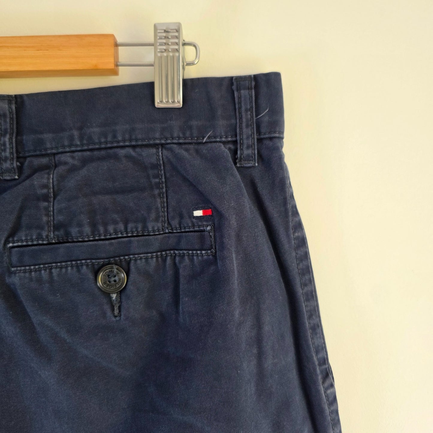 Tommy Hilfiger Chinos W34 L30 Navy Blue Classic Fit Cotton Smart Casual Trousers
