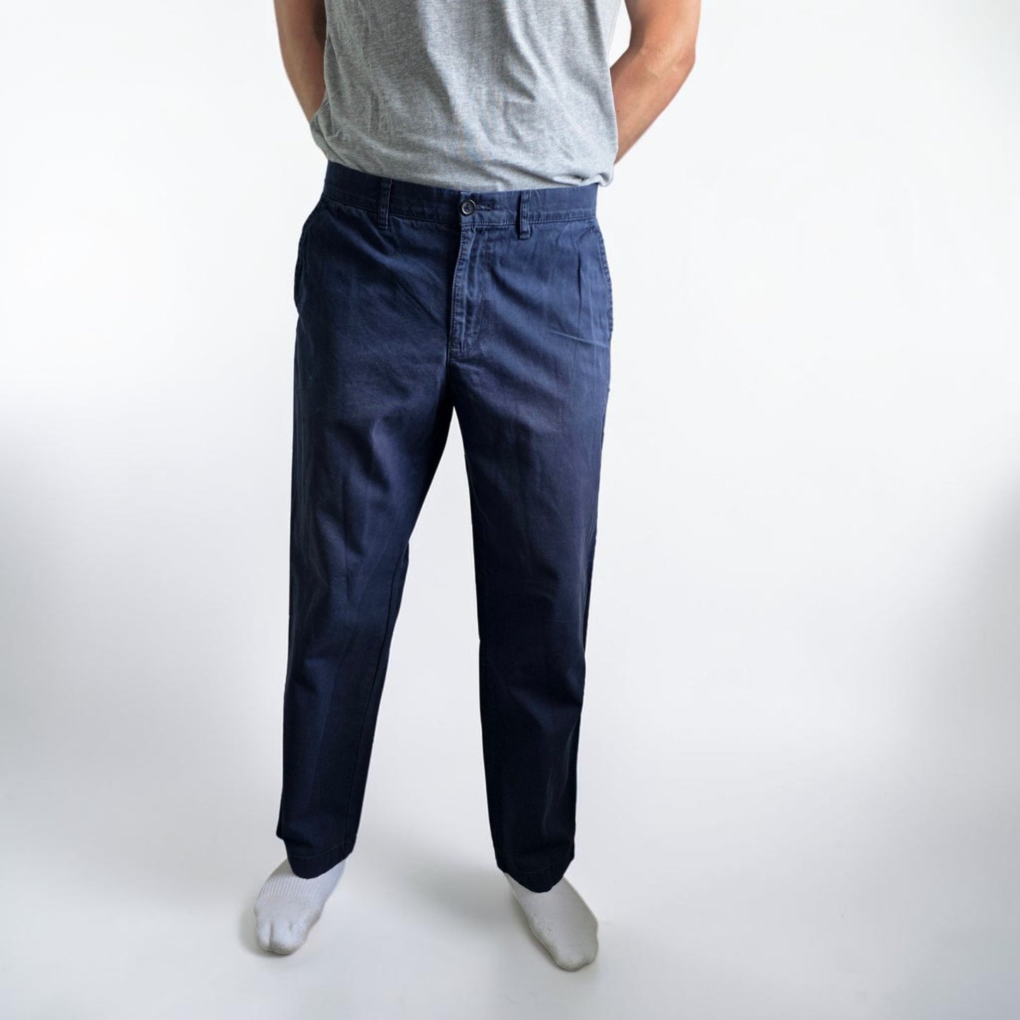 Tommy Hilfiger Chinos W34 L30 Navy Blue Classic Fit Cotton Smart Casual Trousers