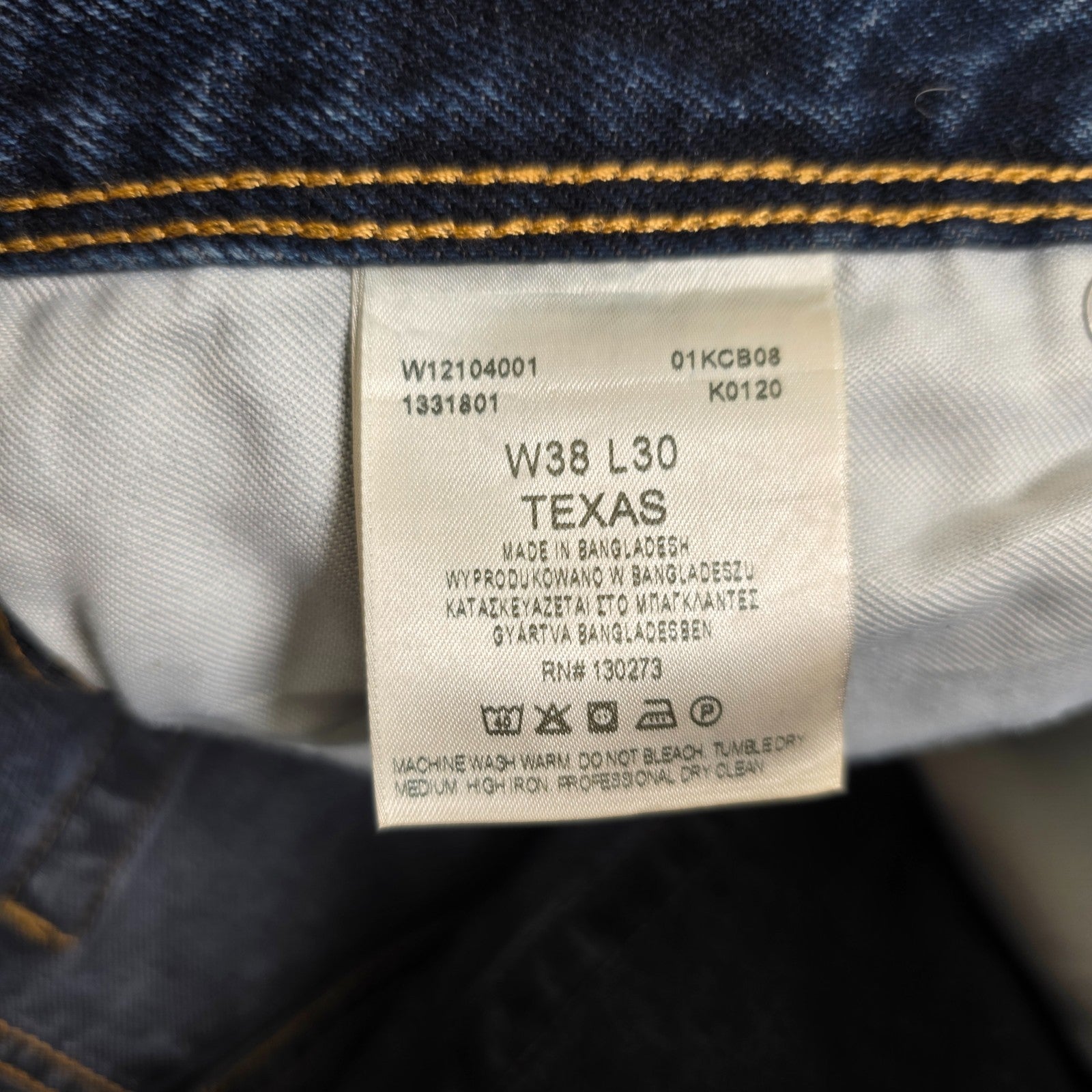 Wrangler Texas Jeans W37 L29 Blue Straight Leg Denim Mens W38 L30