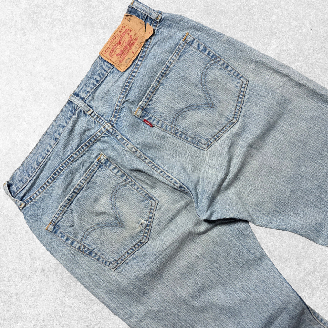 Levi’s 501 Jeans W34 L32 Blue Straight Leg 2005 Y2K Distressed Men’s