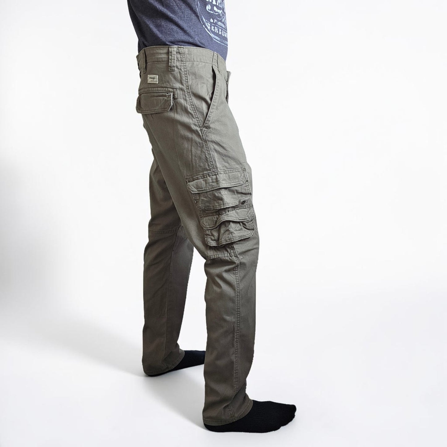 Wrangler Cargo Trousers W36 L32 Green Regular Taper Stretch Utility Combat Pants
