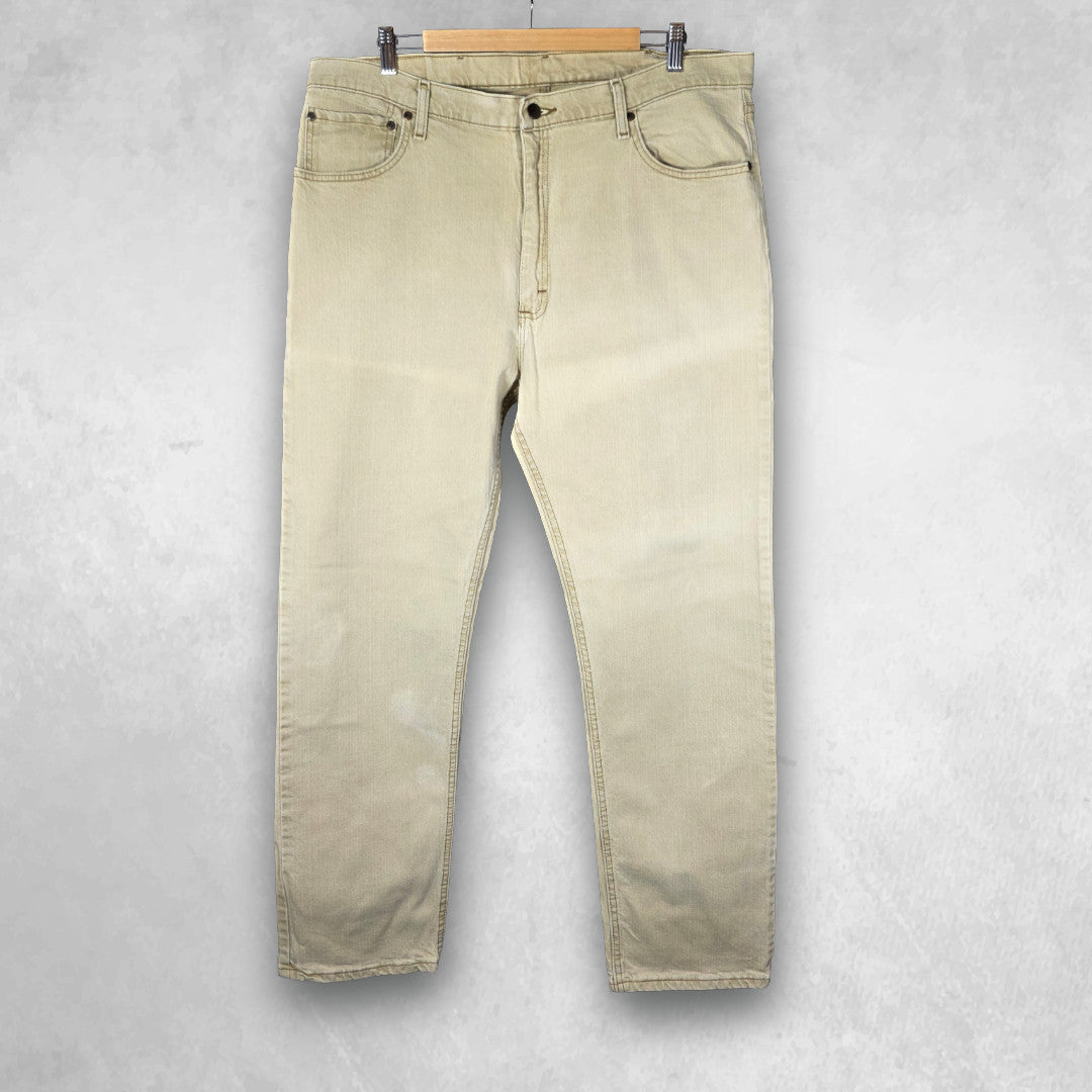 Wrangler Straight Jeans W40 L32 Beige Light Denim Workwear Summer Men’s