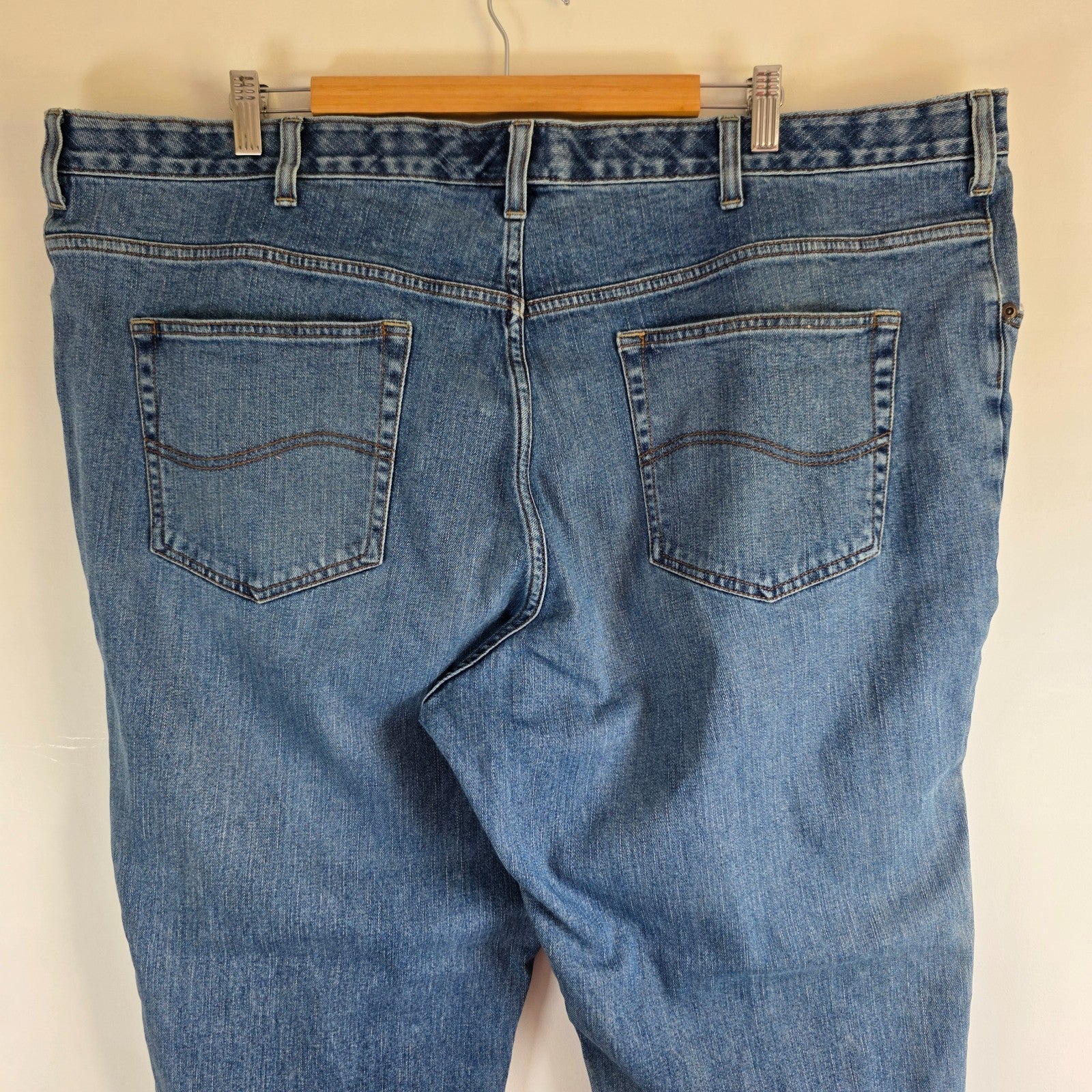 Lee Custom Fit Elasticated Waist Jeans W48 L28 Blue Relaxed Dad Denim