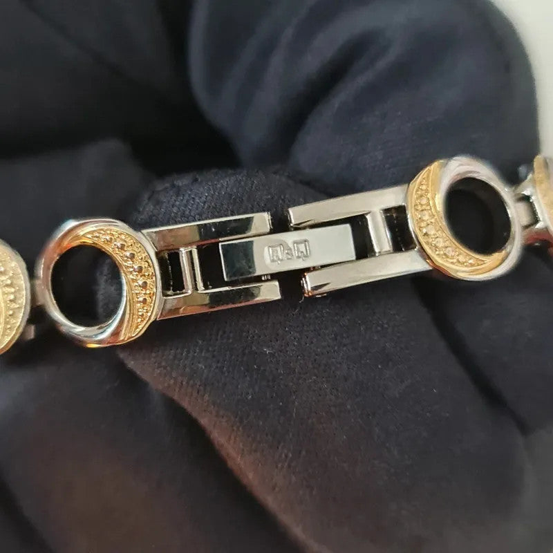 Q&amp;Q Ladies Watch Purple Dial Diamante Bracelet Two Tone Dress Watch