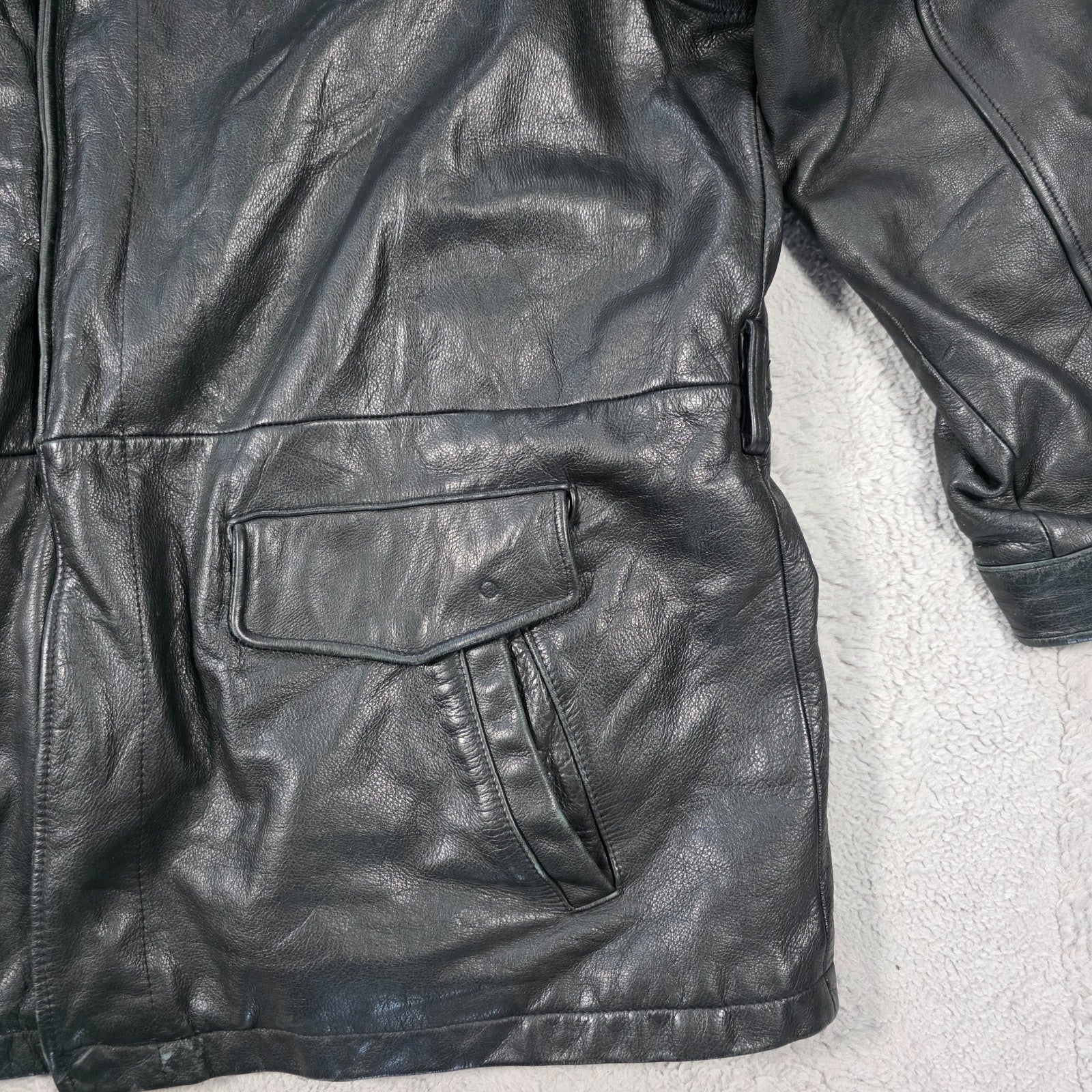Wilsons Leather Jacket Men’s XL Black Genuine Leather Thinsulate Lined