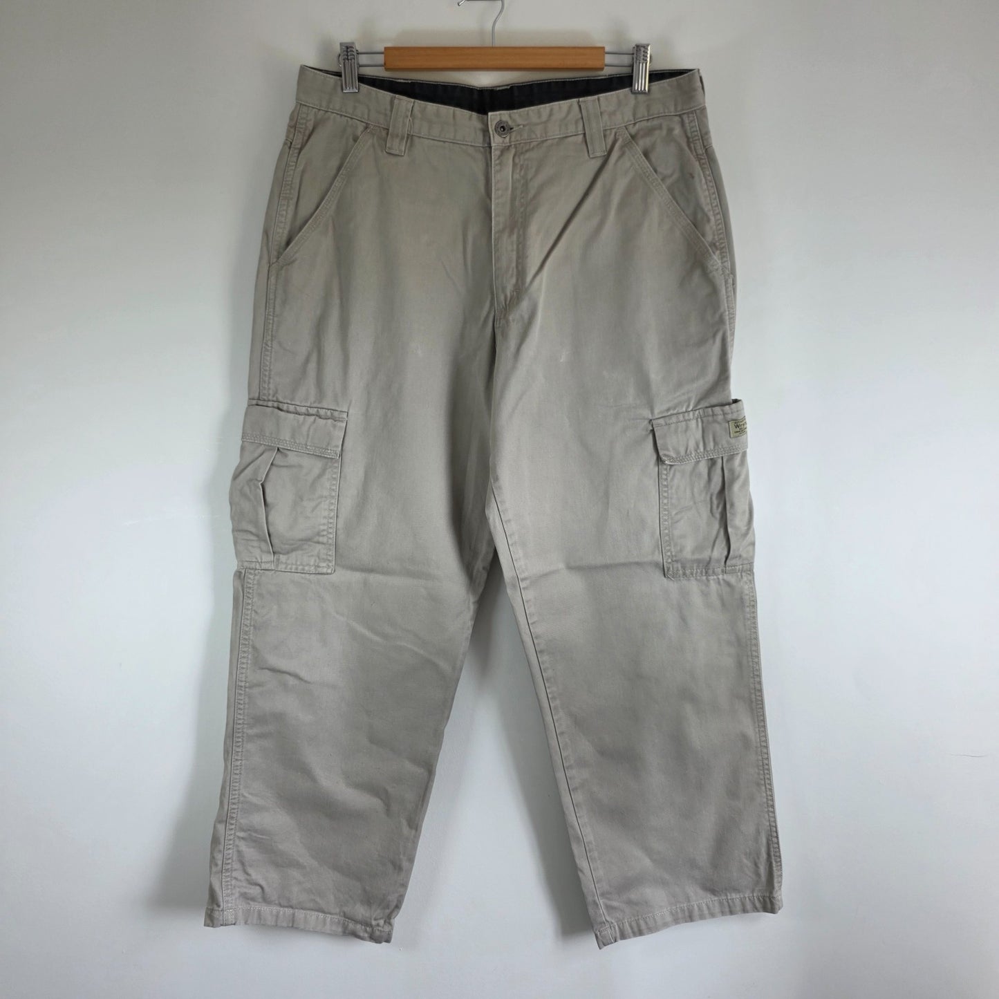 Wrangler Cargo Combat Utility Trousers Mens W34 L29 Beige Military Workwear Pant