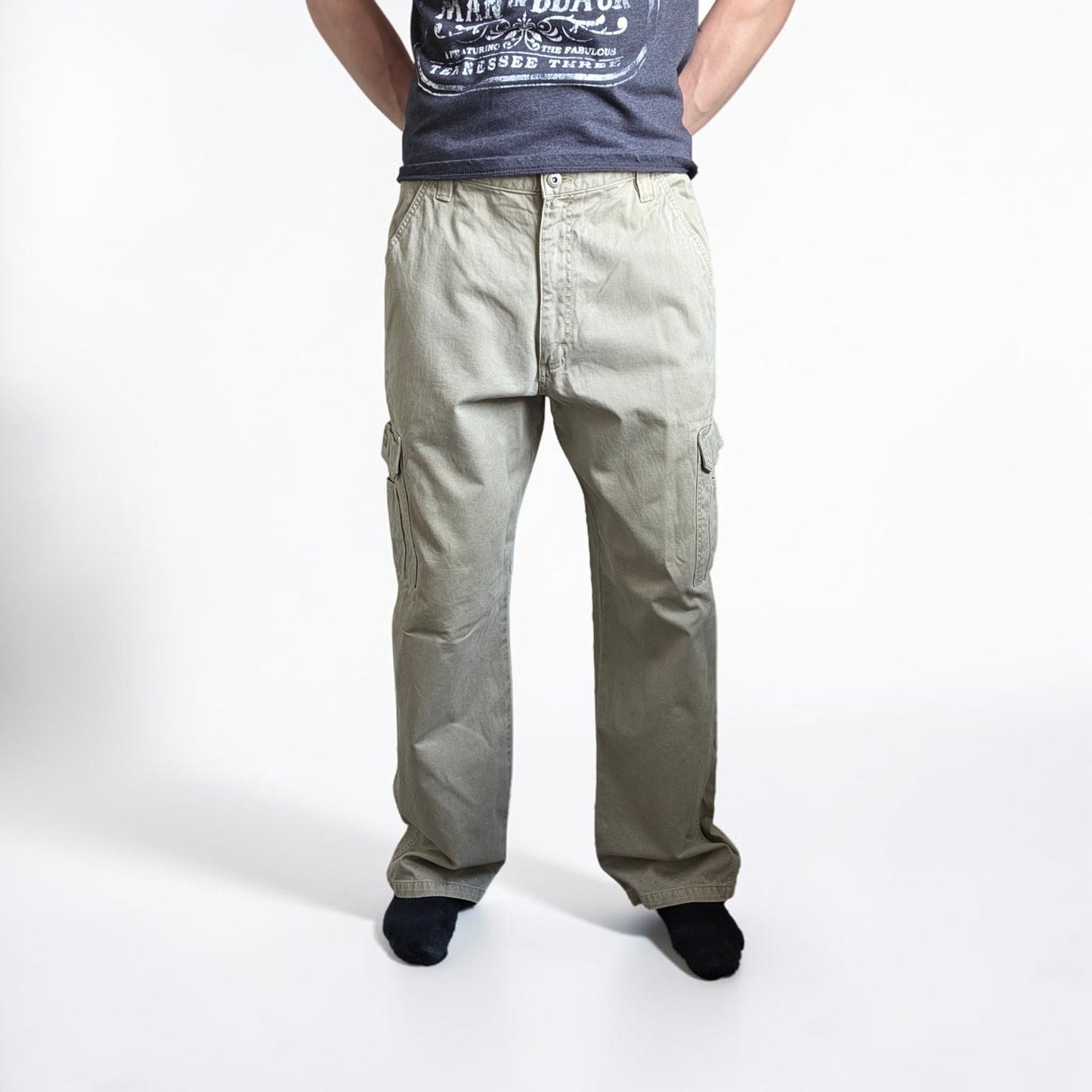 Wrangler Cargo Trousers Mens W34 L32 Beige Relaxed Fit Military Combat Utility P