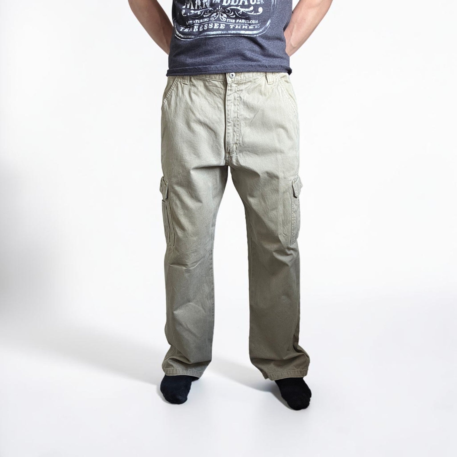 Wrangler Cargo Trousers Mens W34 L32 Beige Relaxed Fit Military Combat Utility P