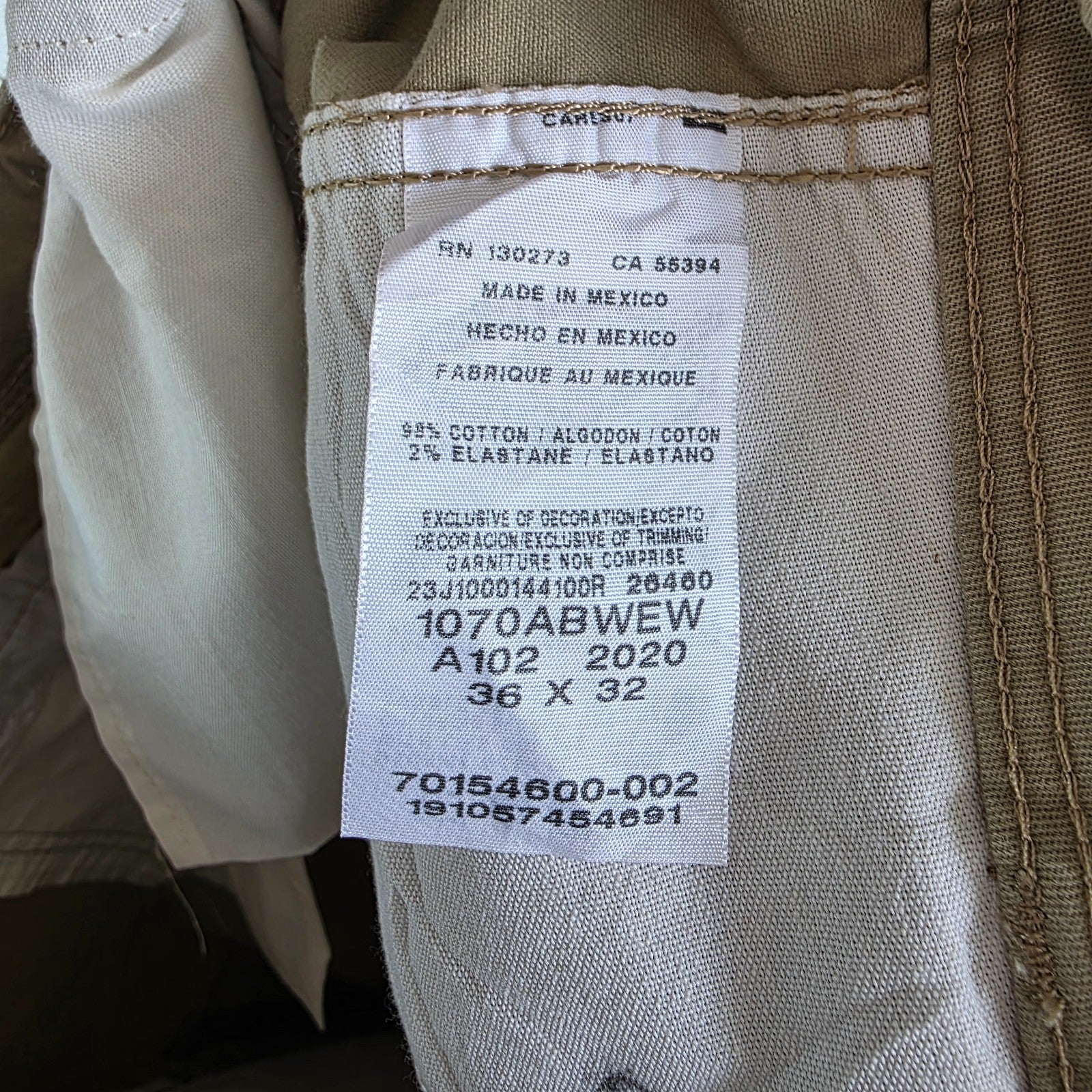 Wrangler Relaxed Cargo Trousers Mens W36 L32 Beige Combat Utility Workwear