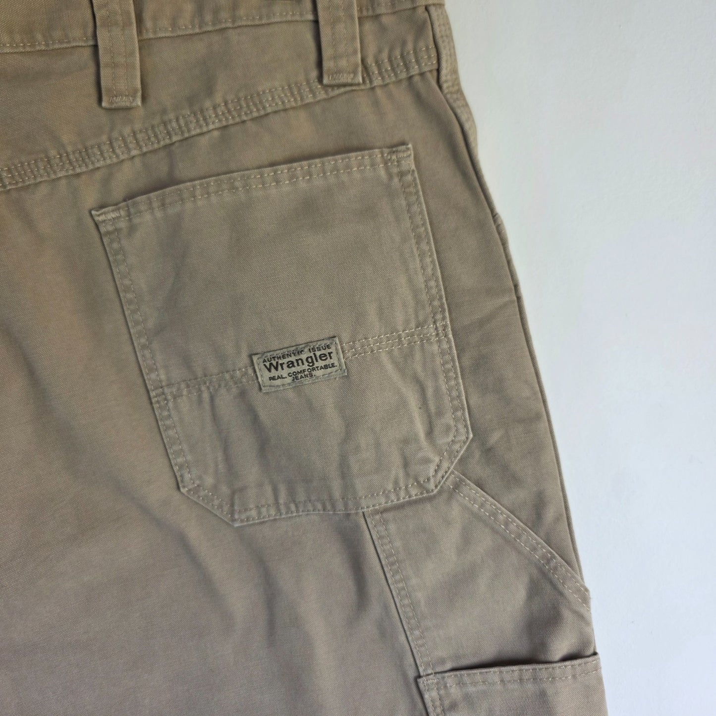 Wrangler Carpenter Shorts W38 Beige Workwear Utility Cargo Shorts Mens Cotton