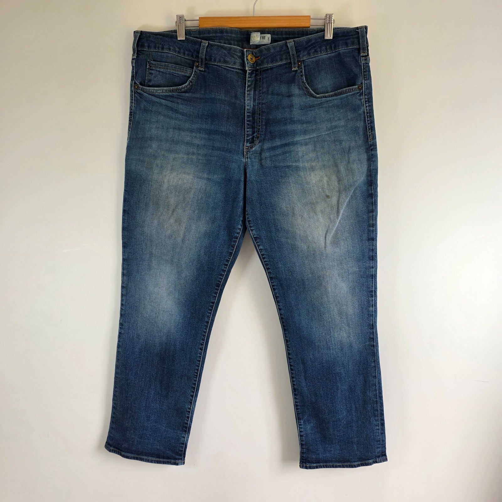 Lee Straight Fit Jeans W42 L29 Blue Denim Regular Fit Workwear Casual Men's L342