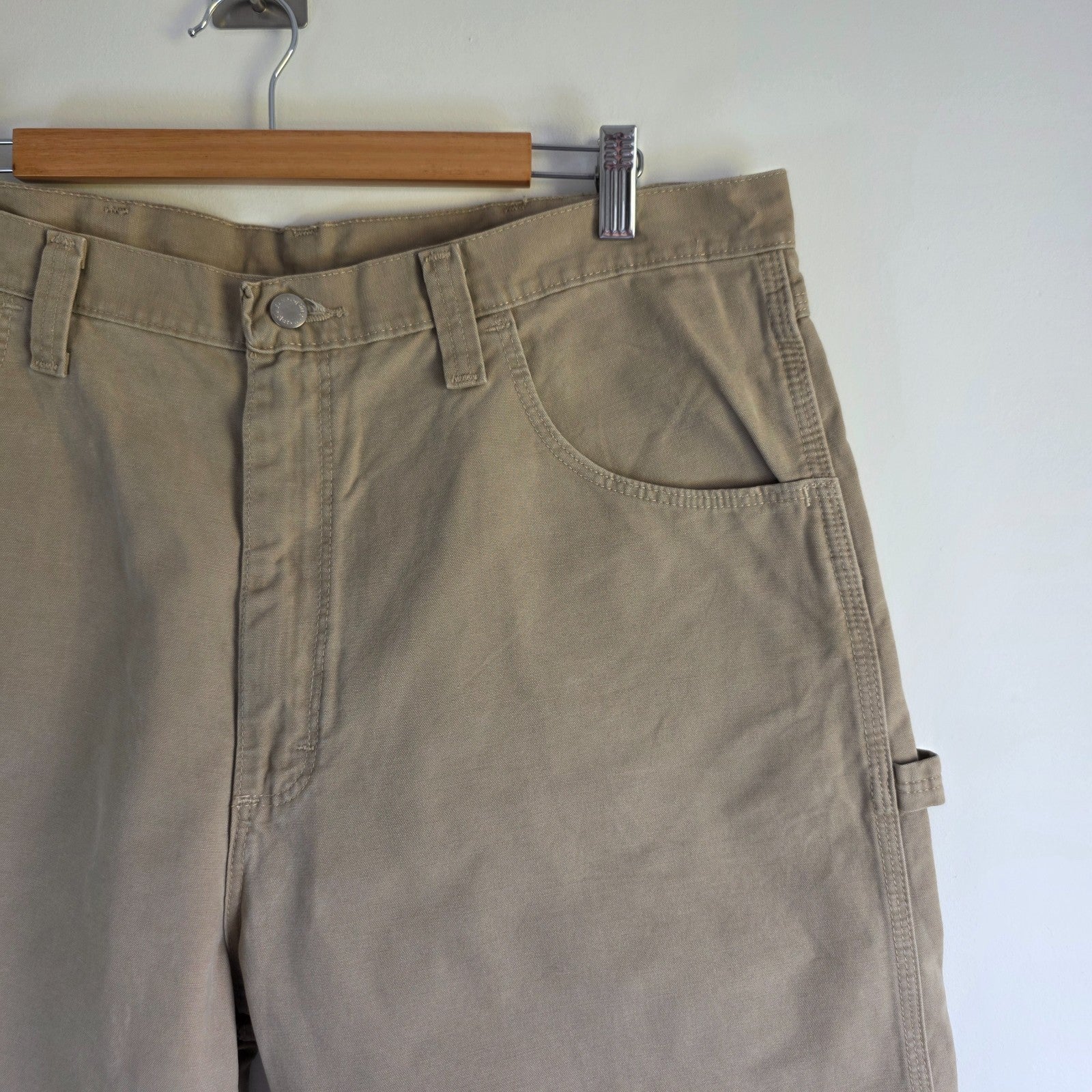 Wrangler Carpenter Shorts W38 Beige Workwear Utility Cargo Shorts Mens Cotton