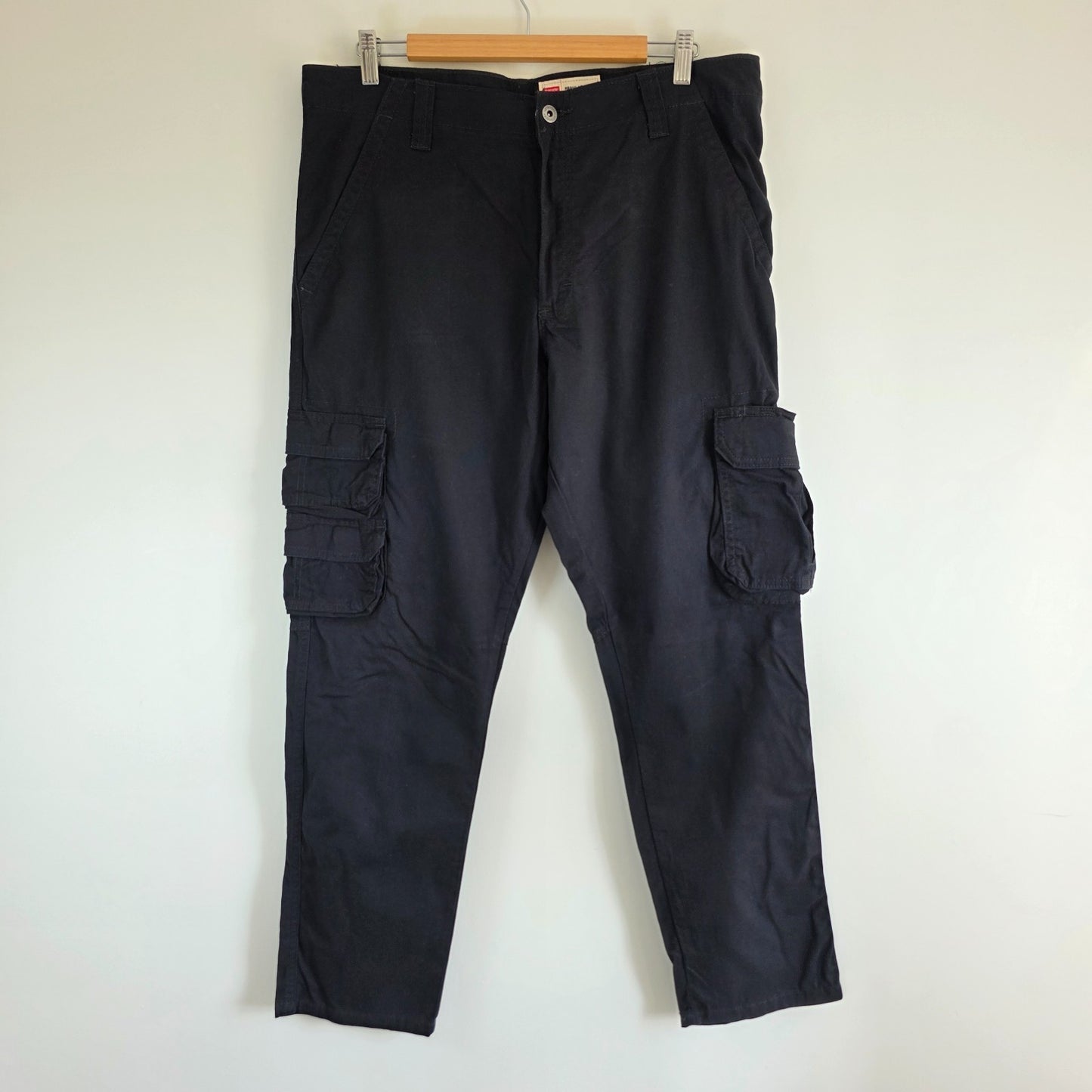 Wrangler Cargo Trousers Mens W36 L30 Black Regular Taper Combat Military Utility