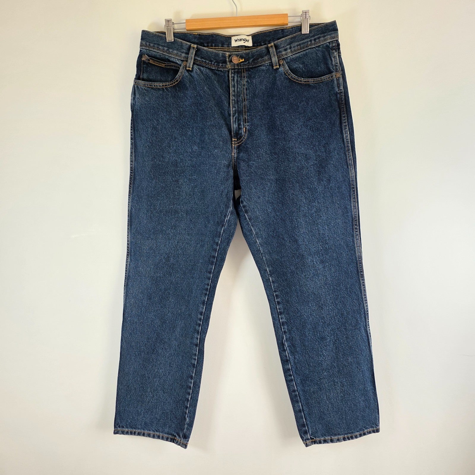 Wrangler Texas Jeans W37 L29 Blue Straight Leg Denim Mens W38 L30
