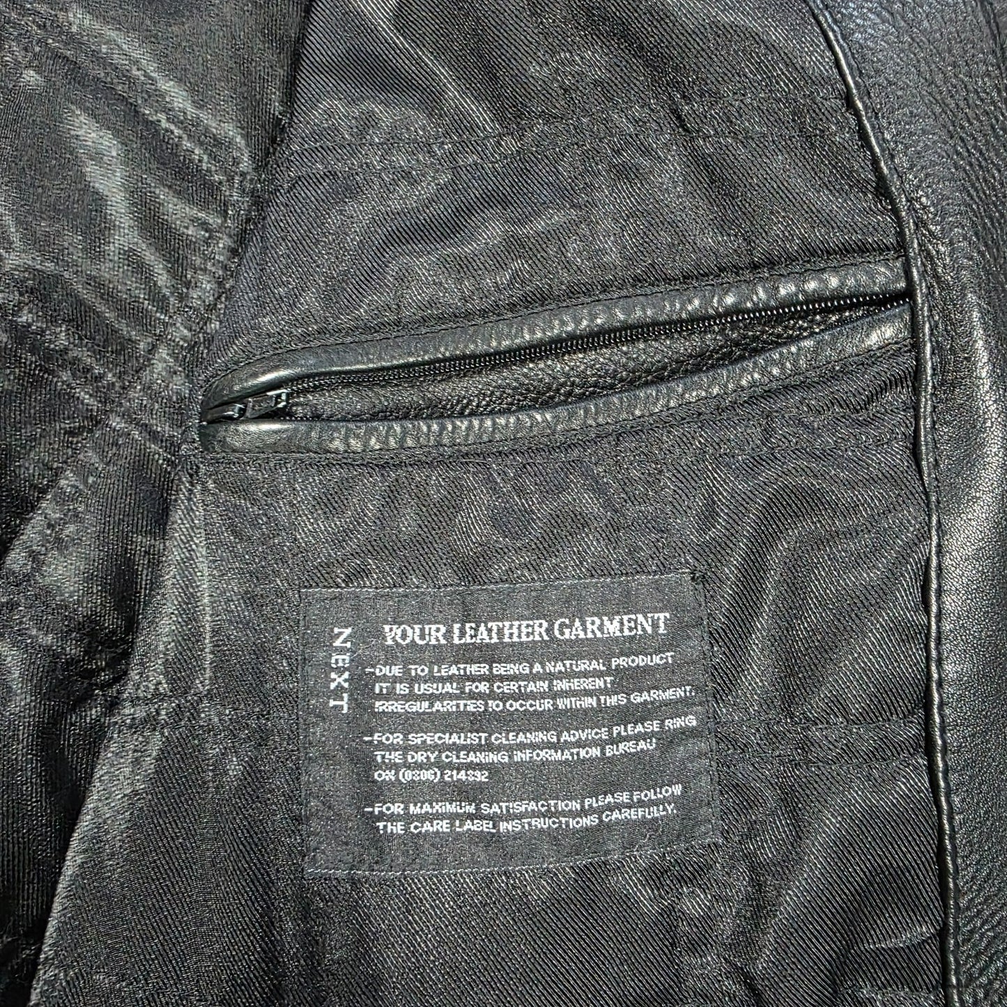 Next Men’s Leather Jacket Black XL Genuine Leather Button Front