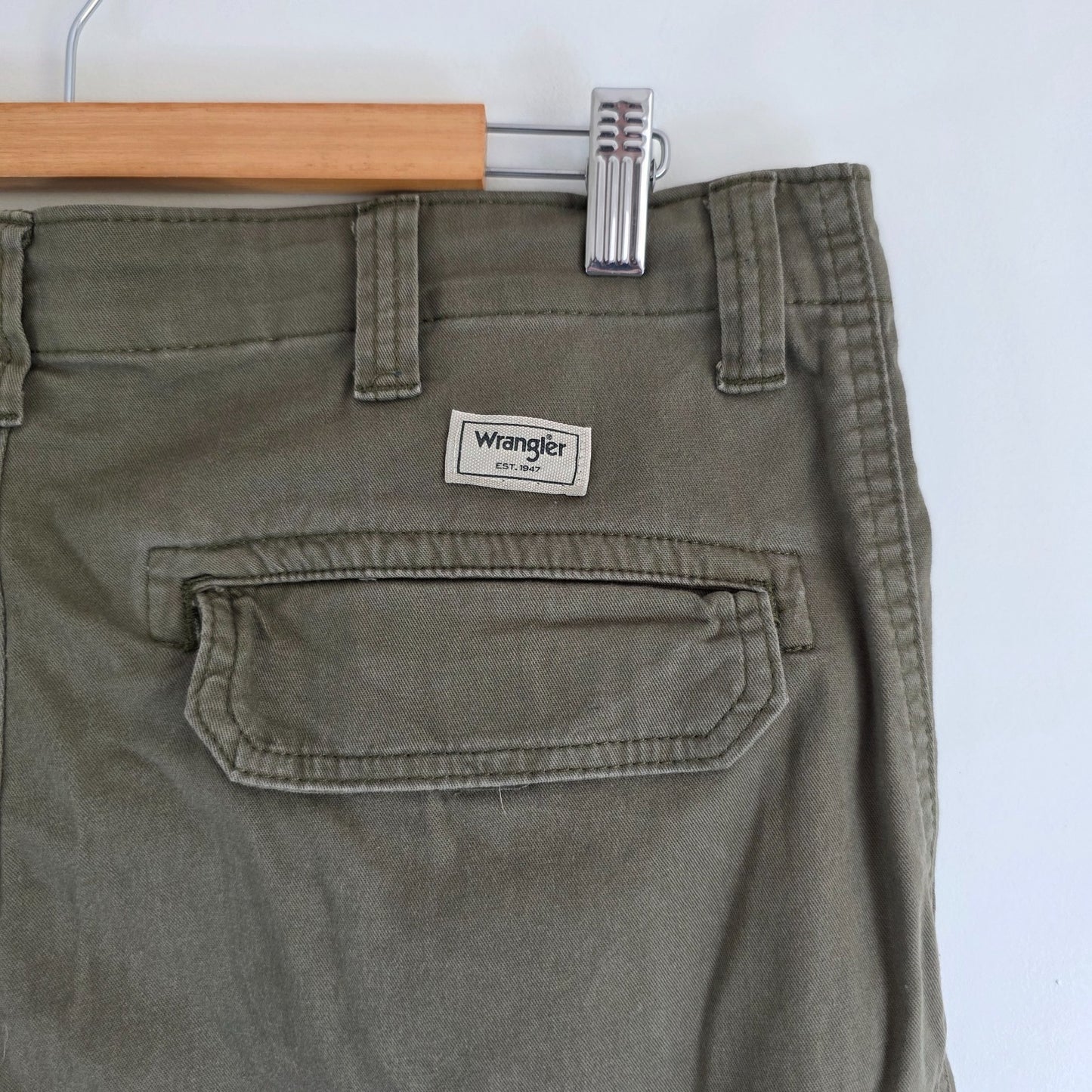 Wrangler Cargo Trousers W36 L32 Green Regular Taper Stretch Utility Combat Pants