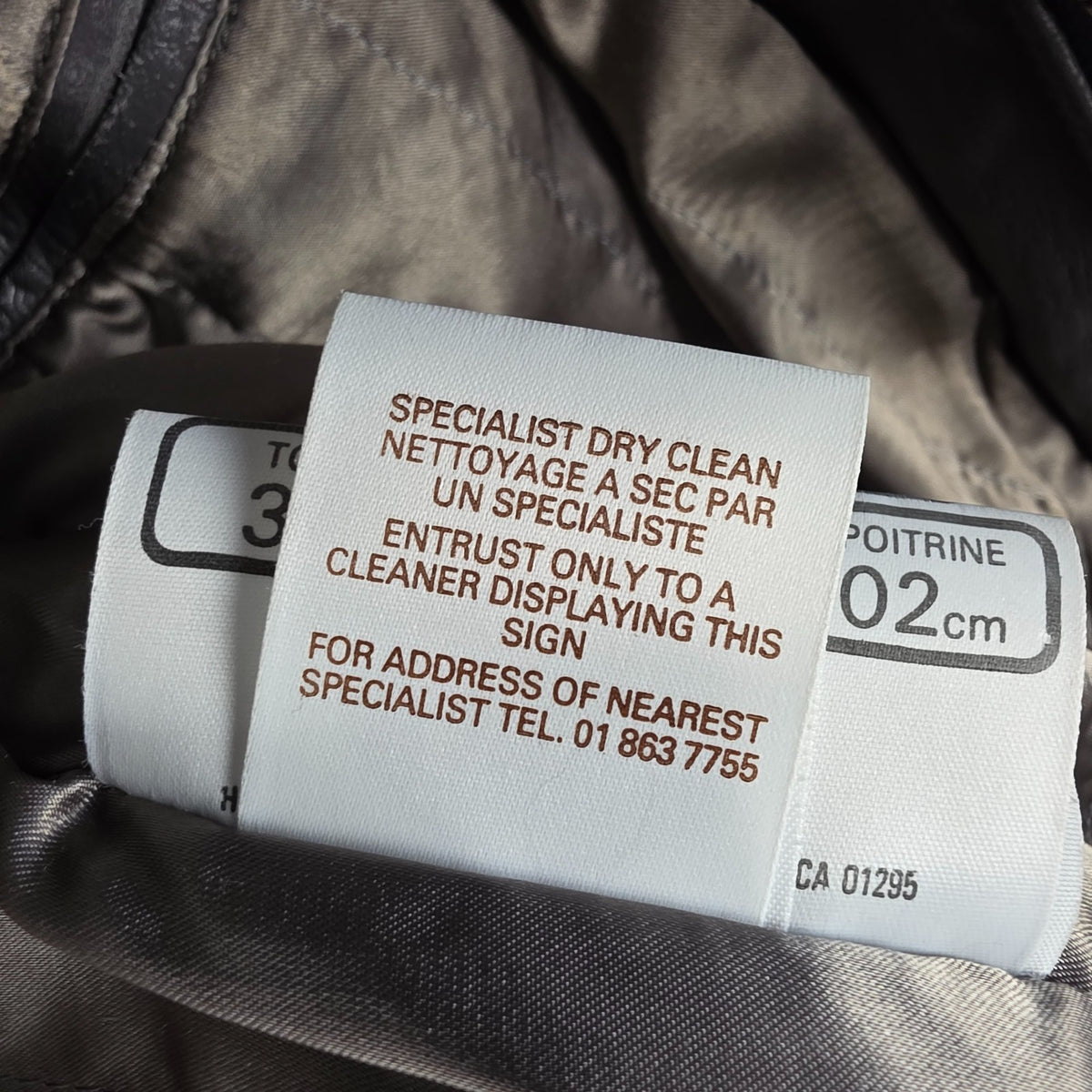 St Michael grey leather bomber jacket with utility pockets and elasticated waistband.
