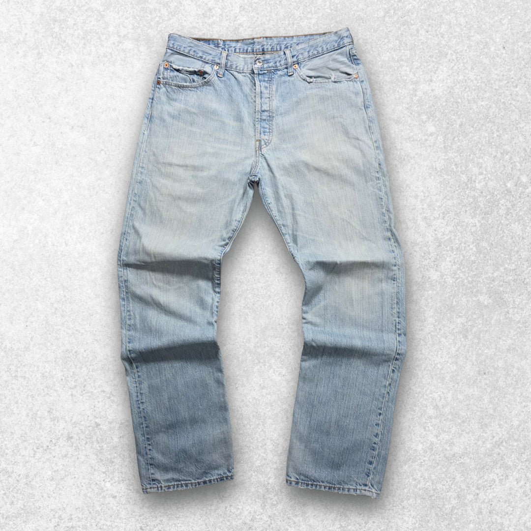 Levi’s 501 Jeans W34 L32 Blue Straight Leg 2005 Y2K Distressed Men’s