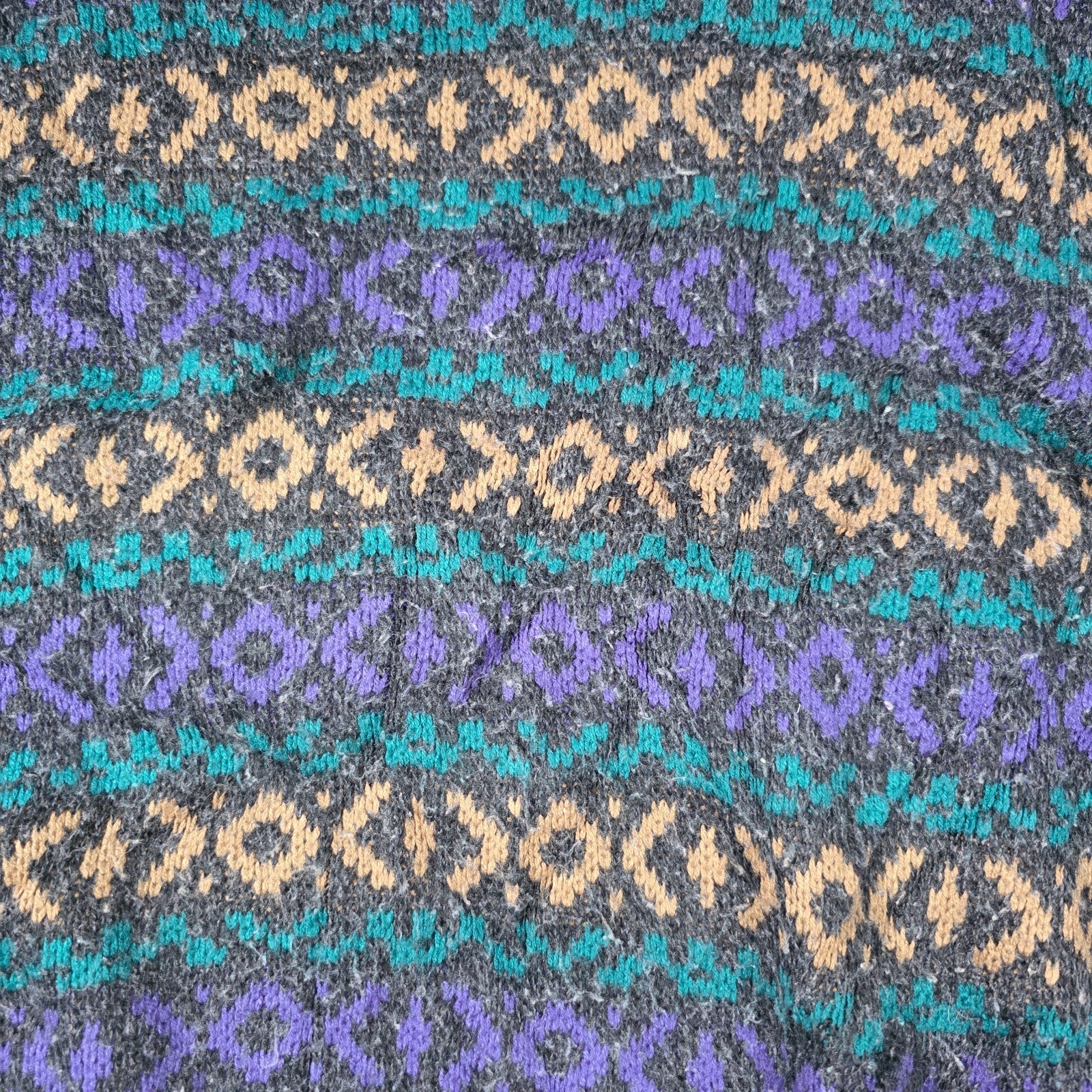 Vintage Men’s Patterned Knit Sweater Size M Multicolour Italian Made Retro