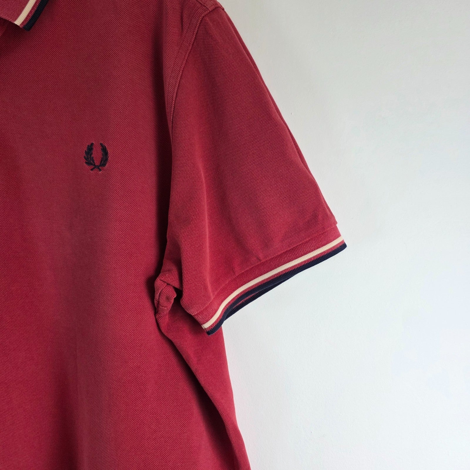 Fred Perry Twin Tipped Polo Shirt Red XL Cotton Classic Casual Mod Preppy