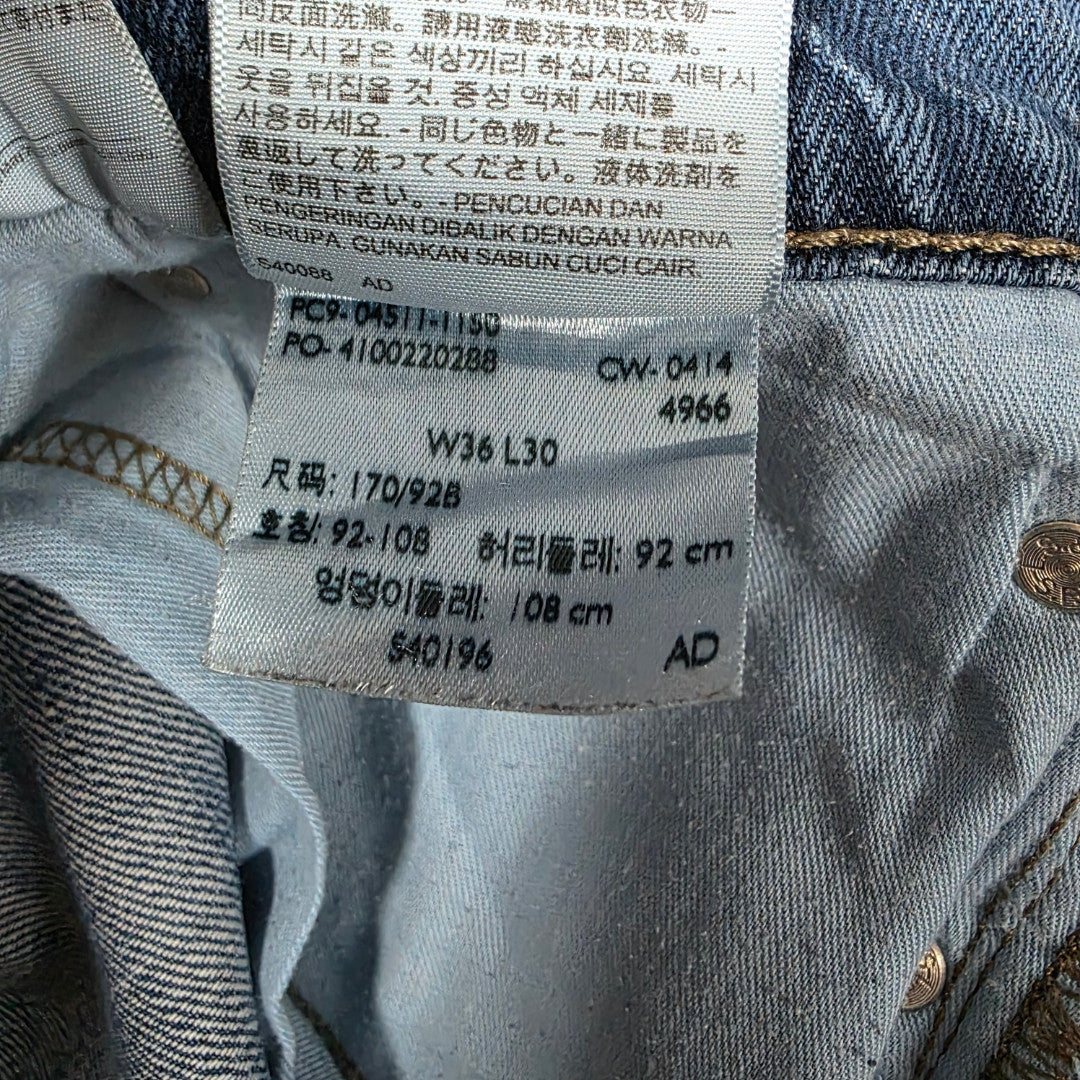 Levi’s 511 Jeans W36 Cropped Blue Raw Hem Distressed Y2K Streetwear Men’s