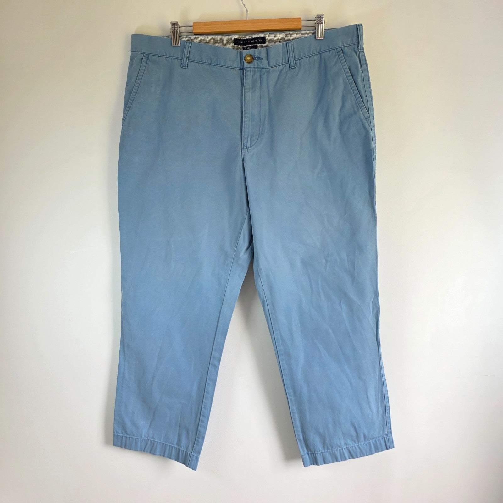 Tommy Hilfiger Men's Chino Trousers W40 L30 Light Blue Straight Preppy Casual