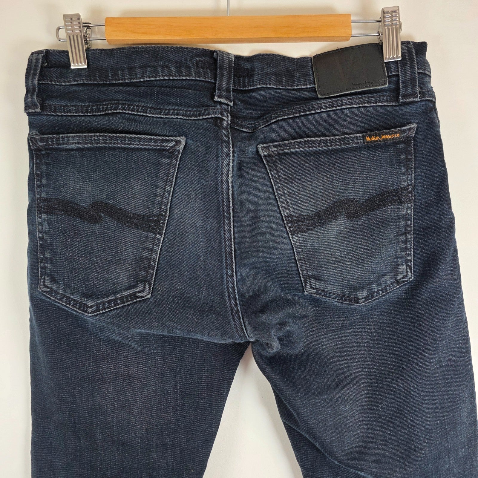 Nudie Jeans Long John Skinny W31 L30 Black Stretch Denim Men’s Italy